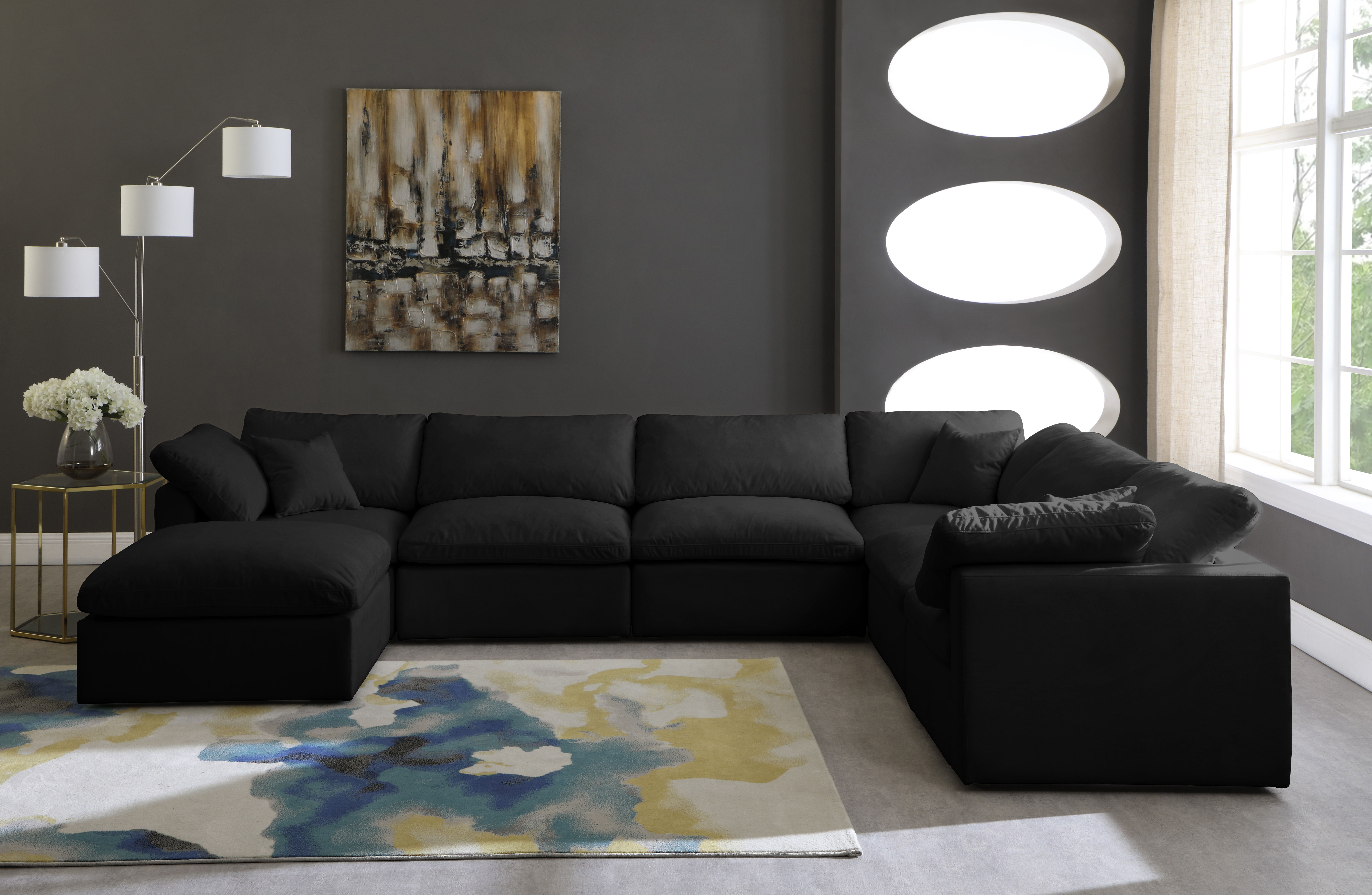 Plush - 7 Piece Modular Sectional - Black