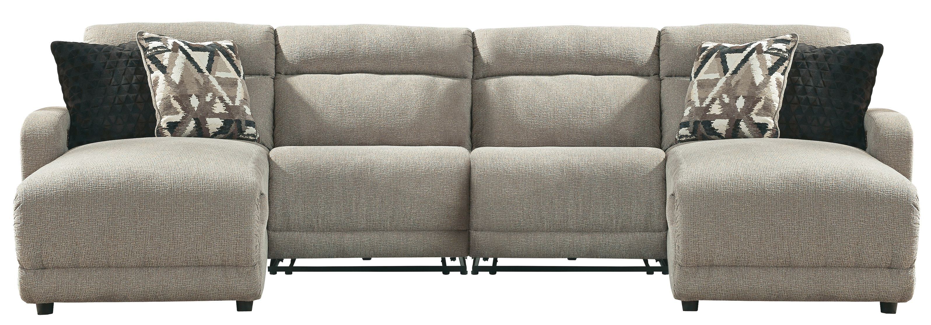 Ashley Colleyville - Stone - 4-Piece Power Reclining Sectional With Chaise, 2 Armless PWR Recliner