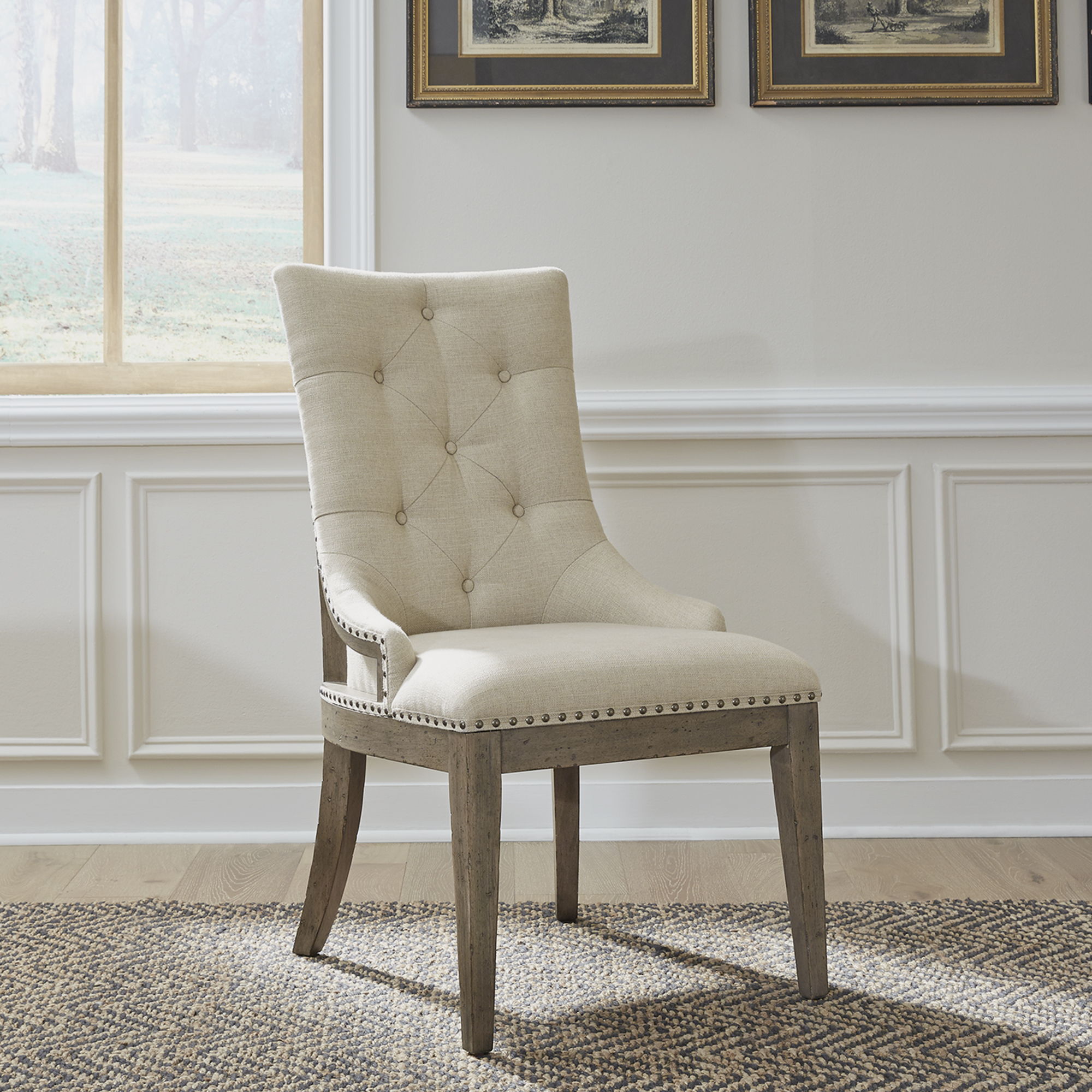 Liberty Furniture Americana Farmhouse - Upholstered Shelter Side Chair - Beige