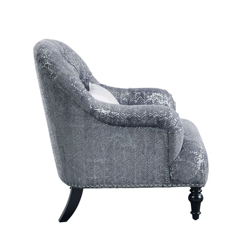 Gaura - Chair With Pillow - Dark Gray Velvet, dark gray, view 5
