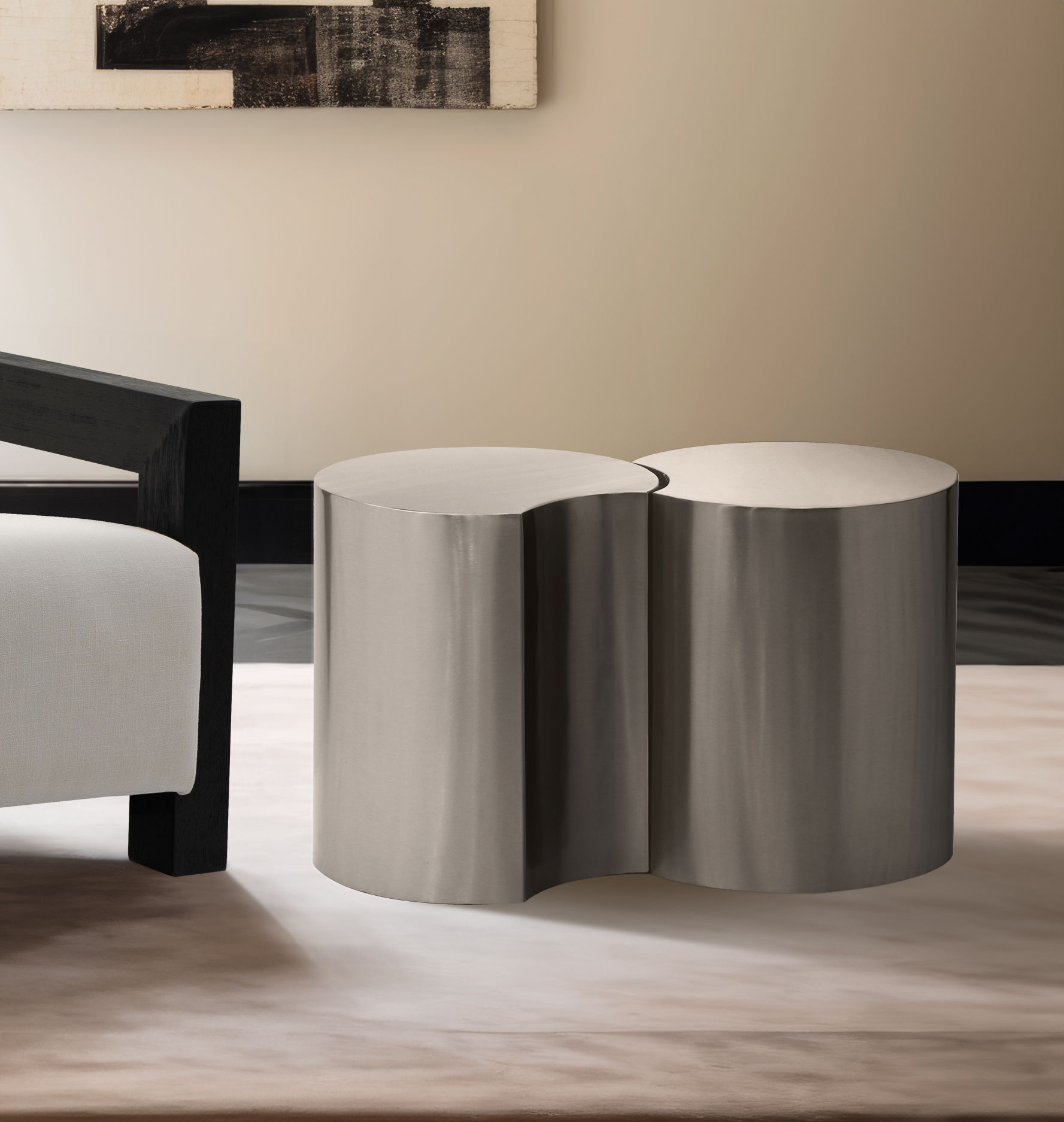 Dimple - 18" 2 Piece Modular End Table - Silver