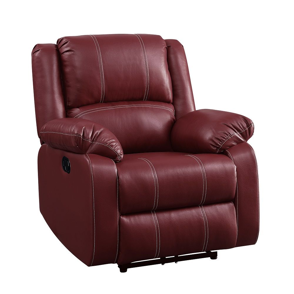 Zuriel - Motion Rocker Recliner - Red Synthetic Leather, red, view 3