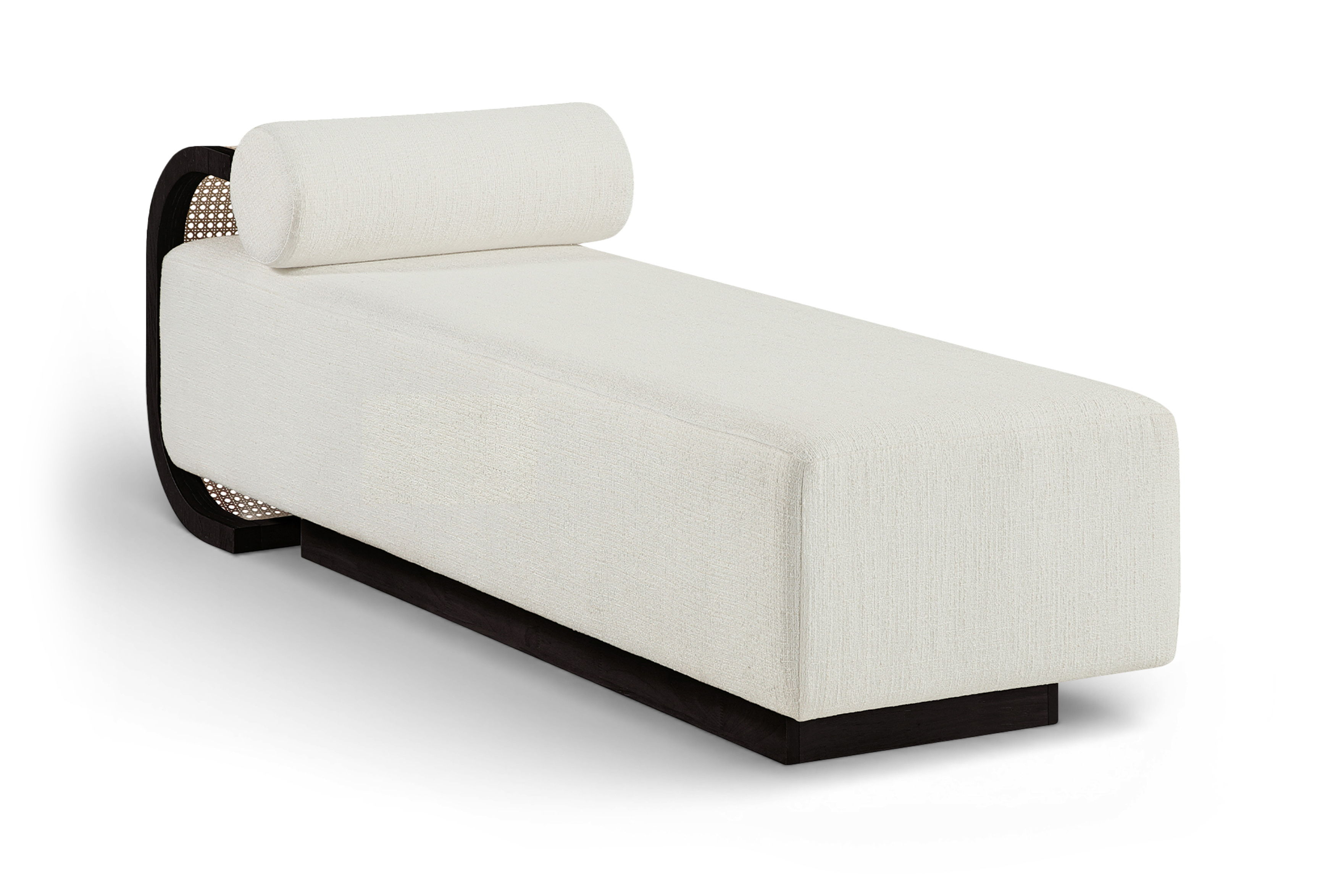 Zephyr - Linen Textured Fabric Upholstered Chaise - Cream / Painted Black