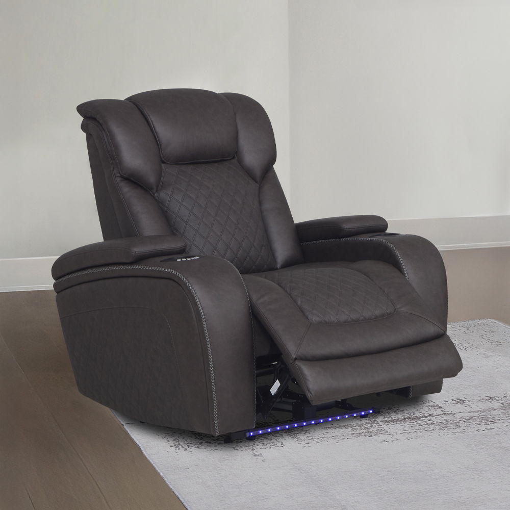 Wendell - Power Motion Recliner With Storage, USB & LED - Dark Gray, dark gray