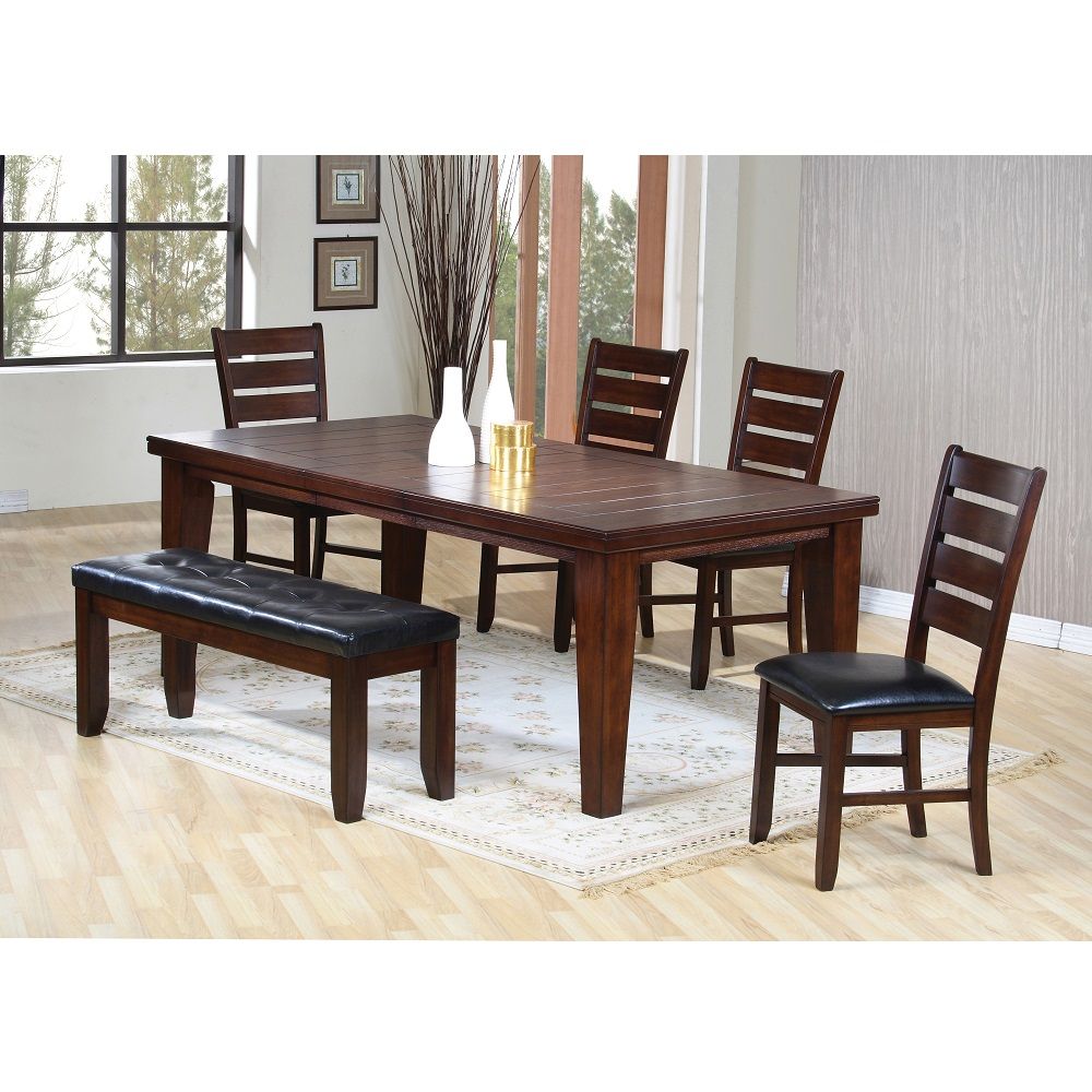Urbana - 48" Bench - Black Synthetic Leather & Cherry, dark brown, view 4