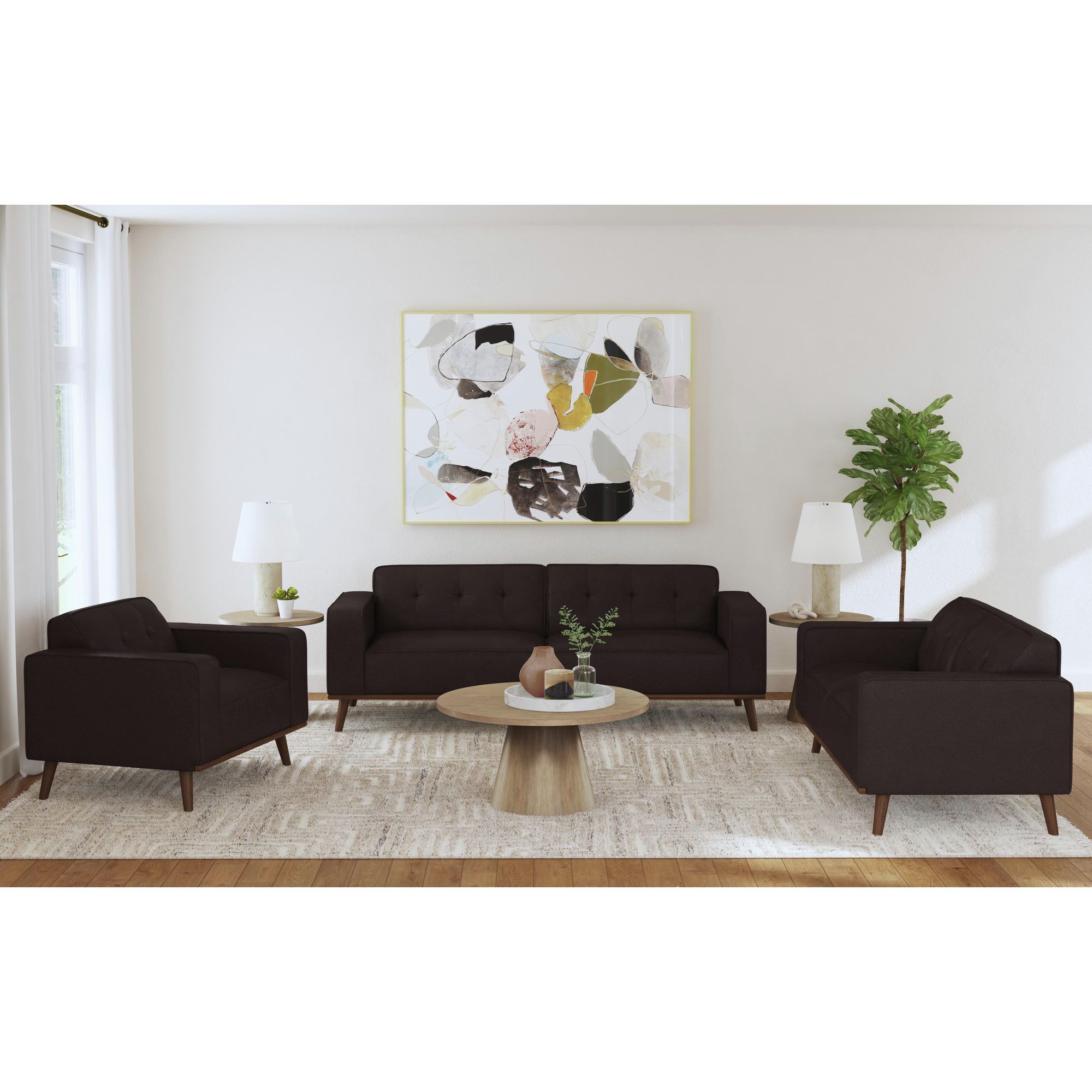 Destiny - Chair With Wood Front - Pebble Brown