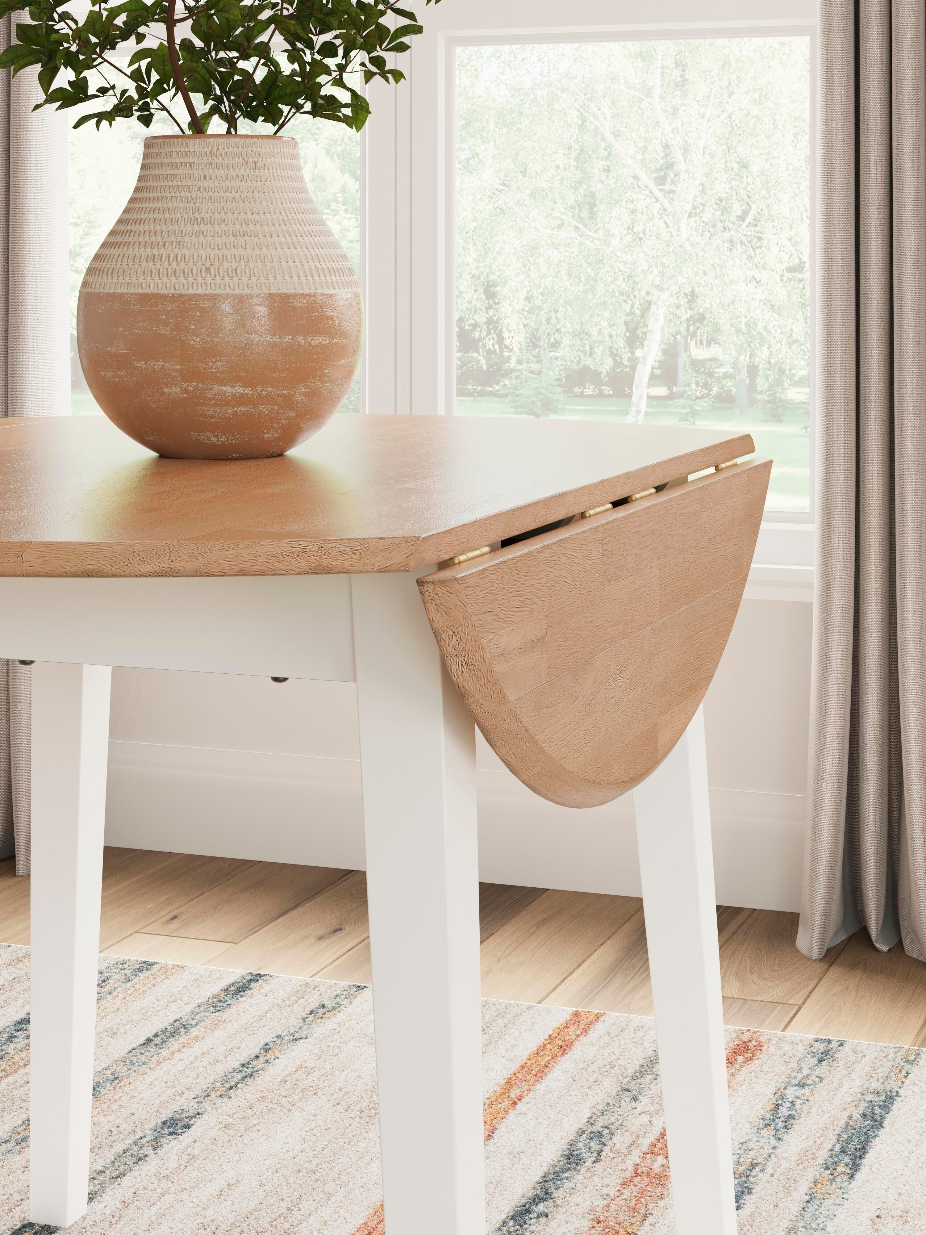 Ashley Furniture Gesthaven - Round Dining Room Drop Leaf Table - Natural / White - Image 6