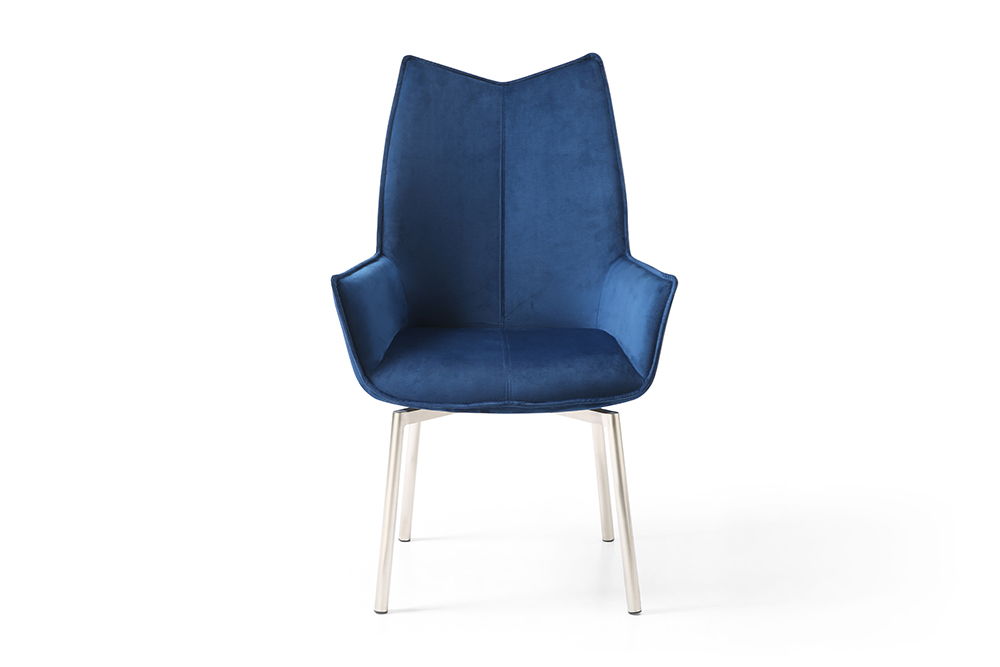 1218 - Swivel Steel Dining Chair - Navy Blue