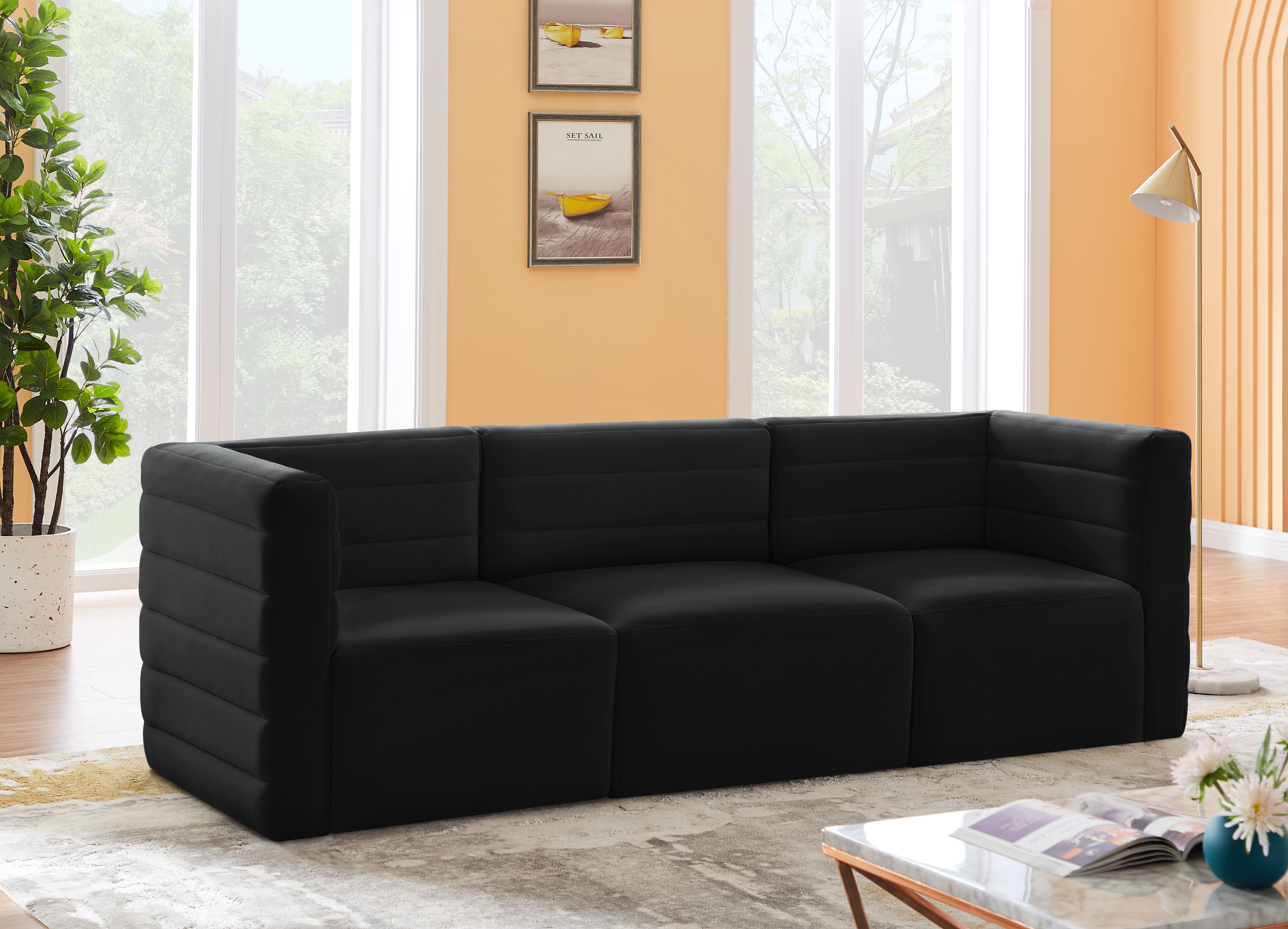 Quincy - 3 Piece Modular Sofa - Black