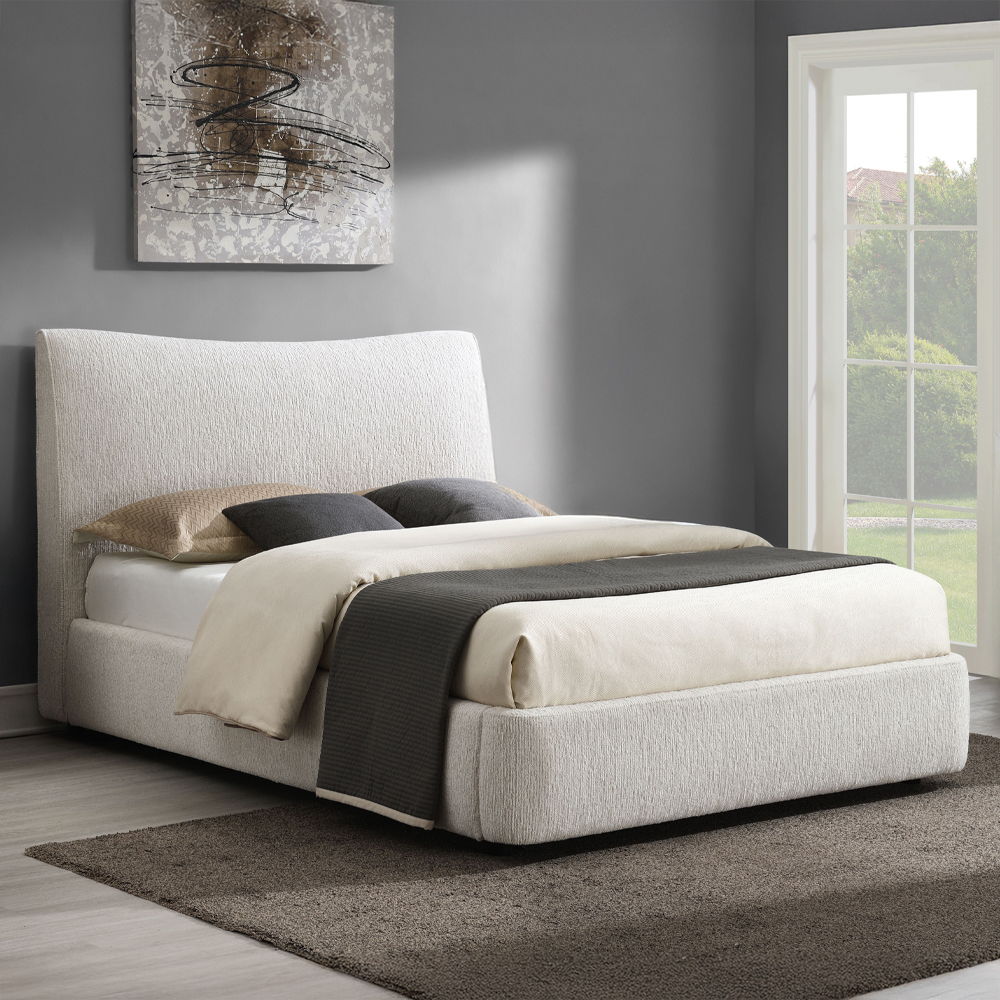 Renee - Queen Bed - Aperol Beige Chenille, beige