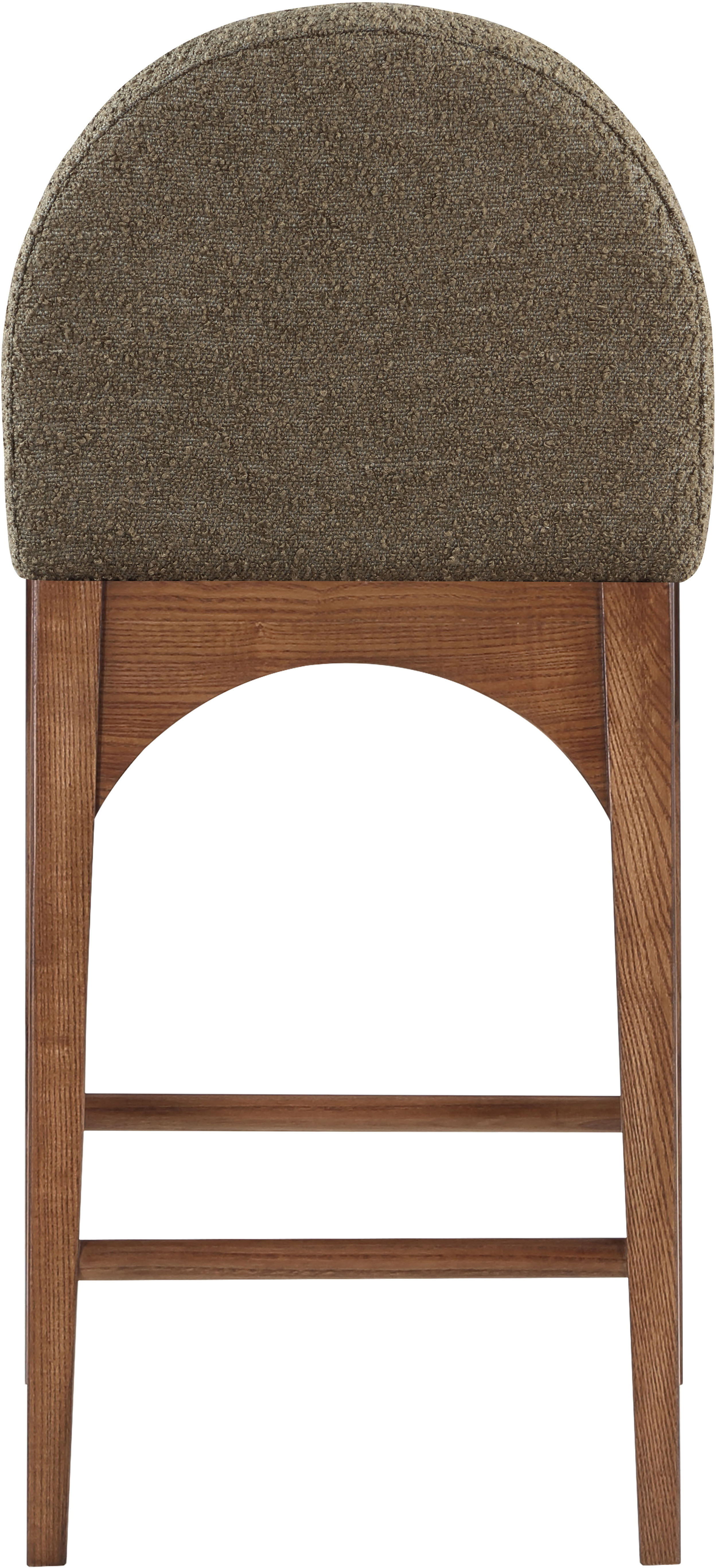 Waldorf - Boucle Stool With Brown Legs - Olive