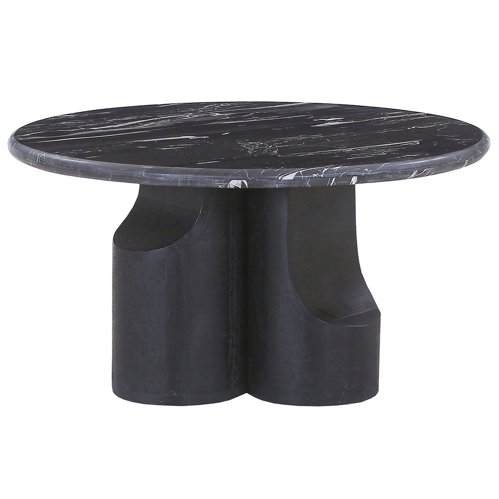 Kinton - Coffee Table With Natural Marble Top - Black, black, view 2
