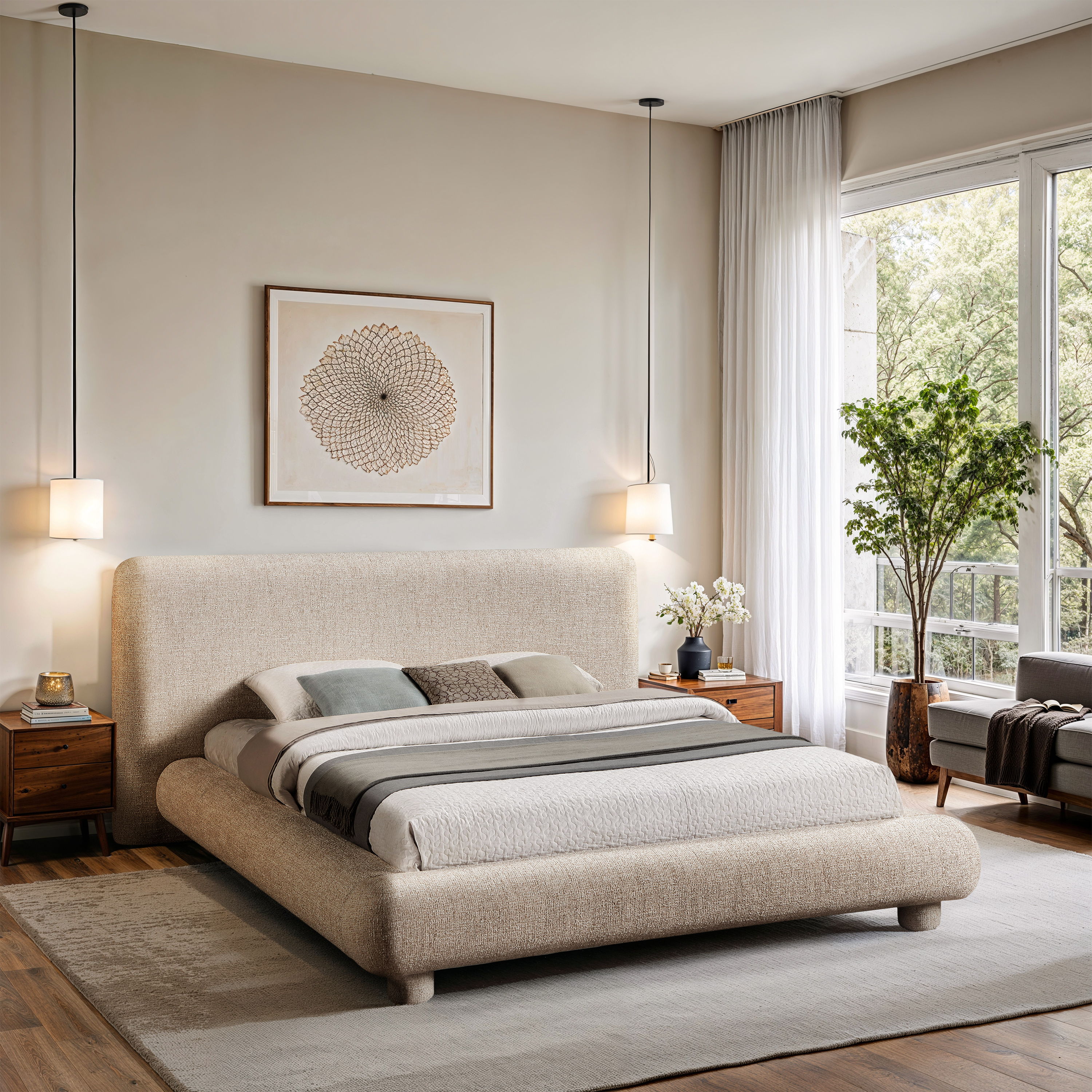 Blair - Fabric King Bed - Beige