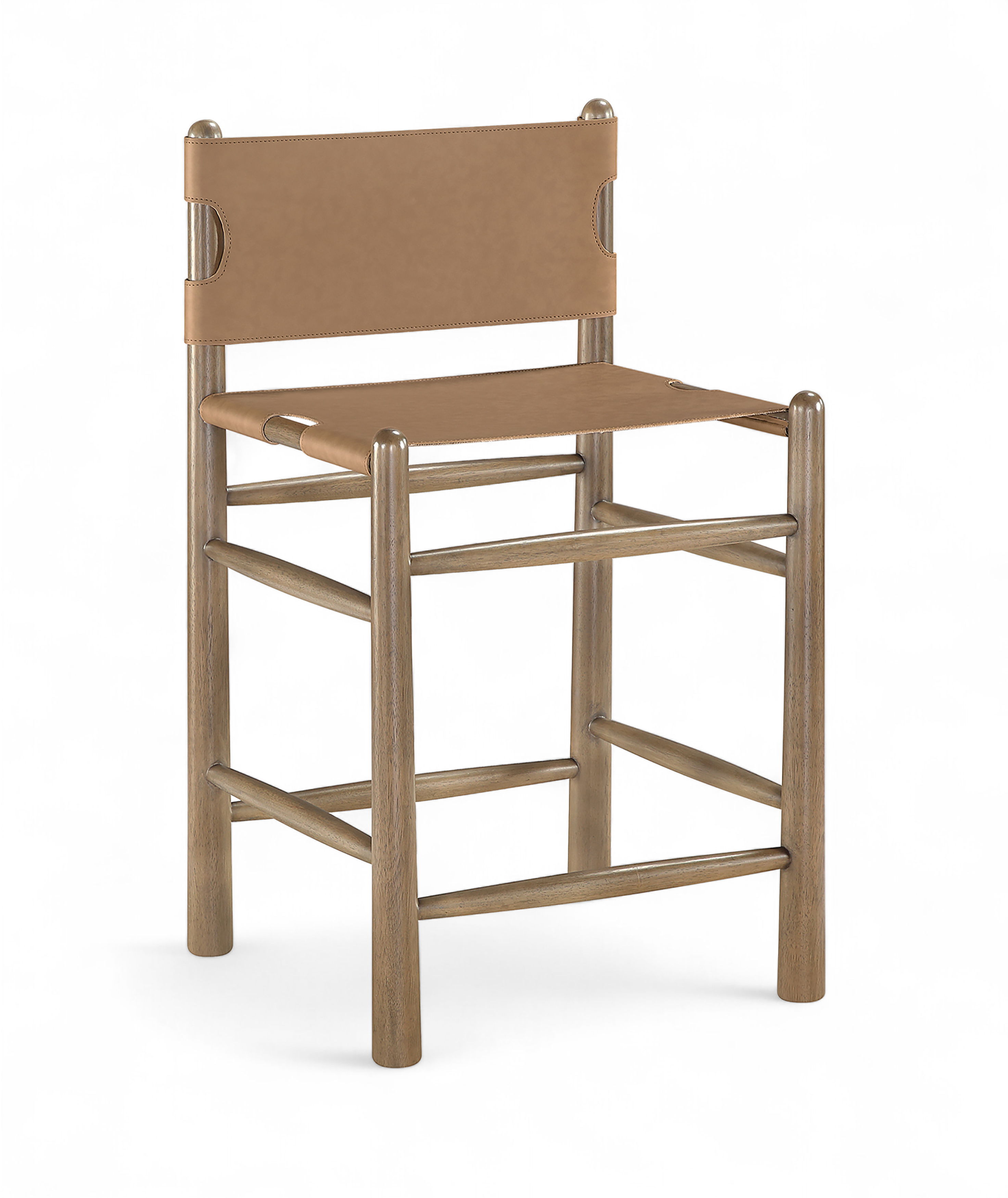 Santos - Vegan Leather Upholstered Counter Stool - Brown / Stained Brown