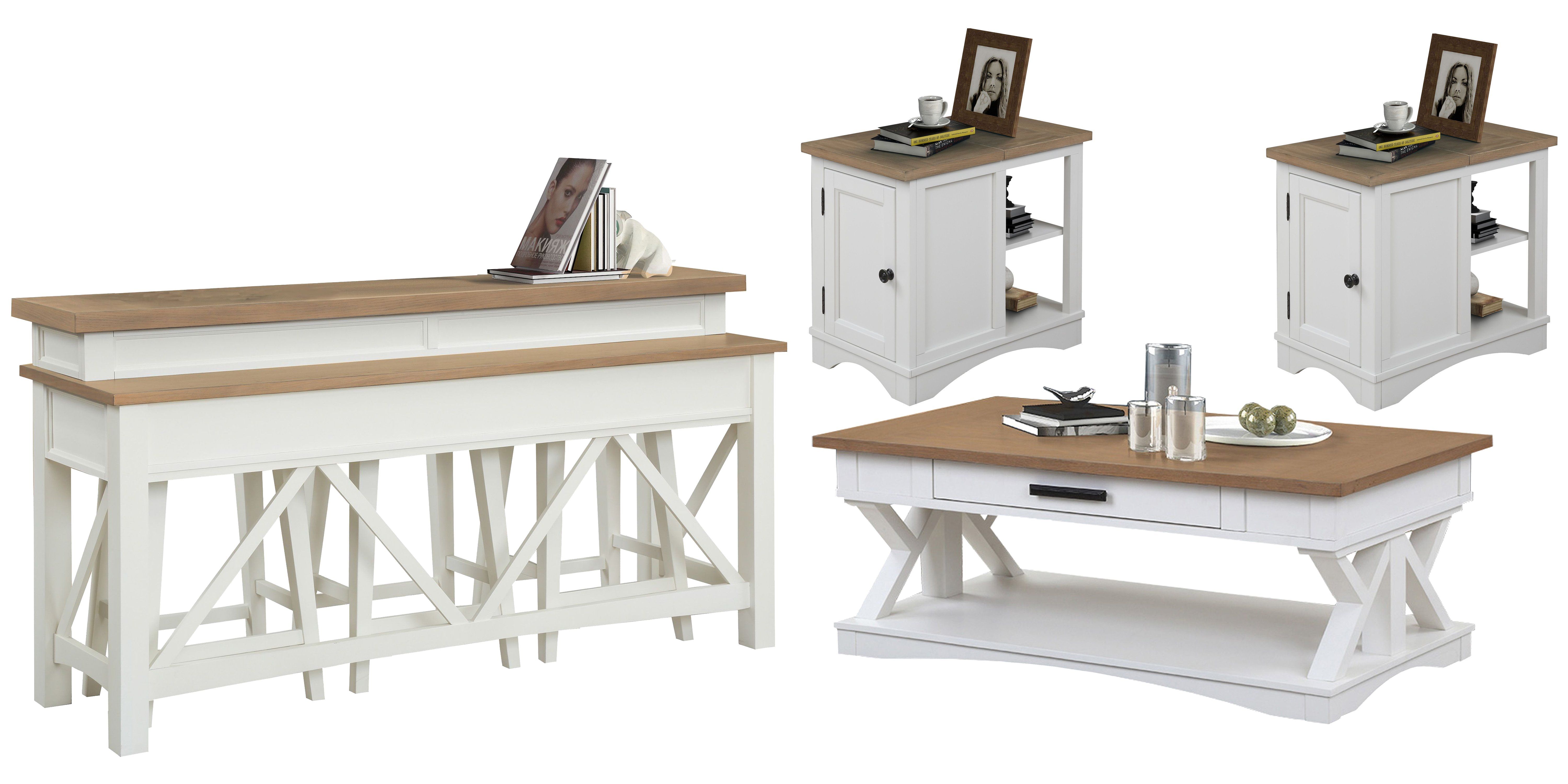 Americana Modern - Cocktail Table With 2 Chairside Tables And Console Table With 3 Stools - Cotton Image