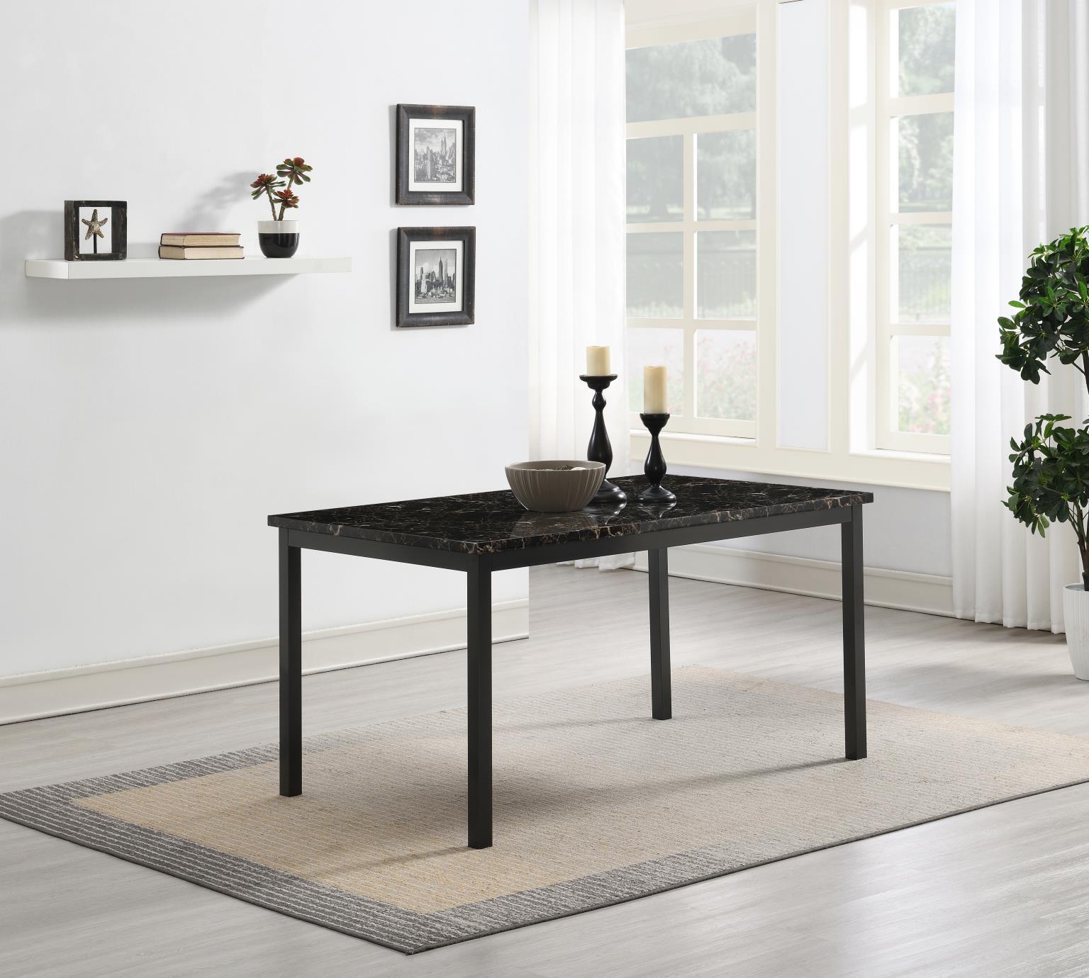 D240 - 7 Piece Dining Room Set (Table, 6 Chairs) - Black