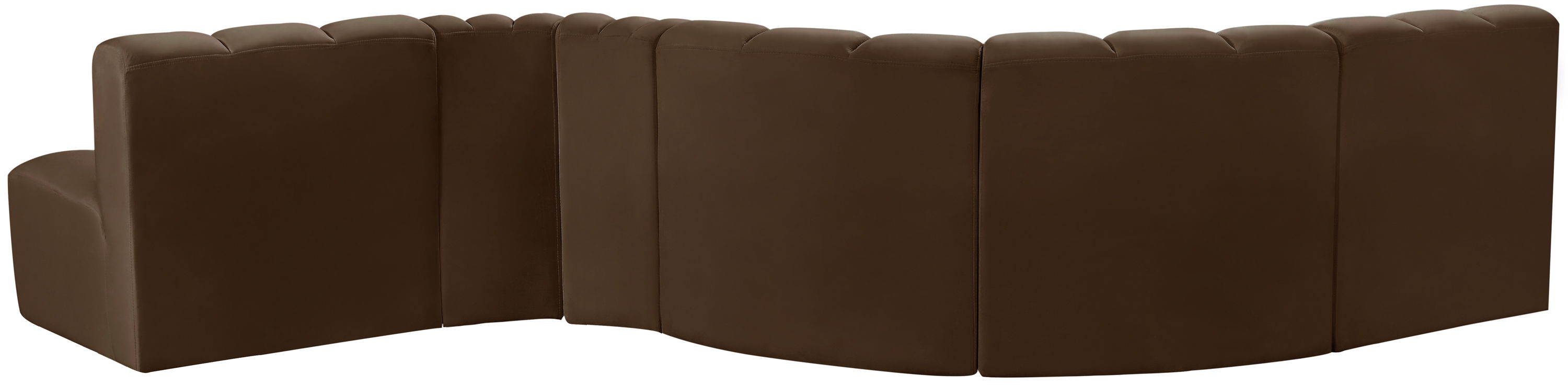 Arc - Velvet 6 Piece Curved Modular Sofa - Brown