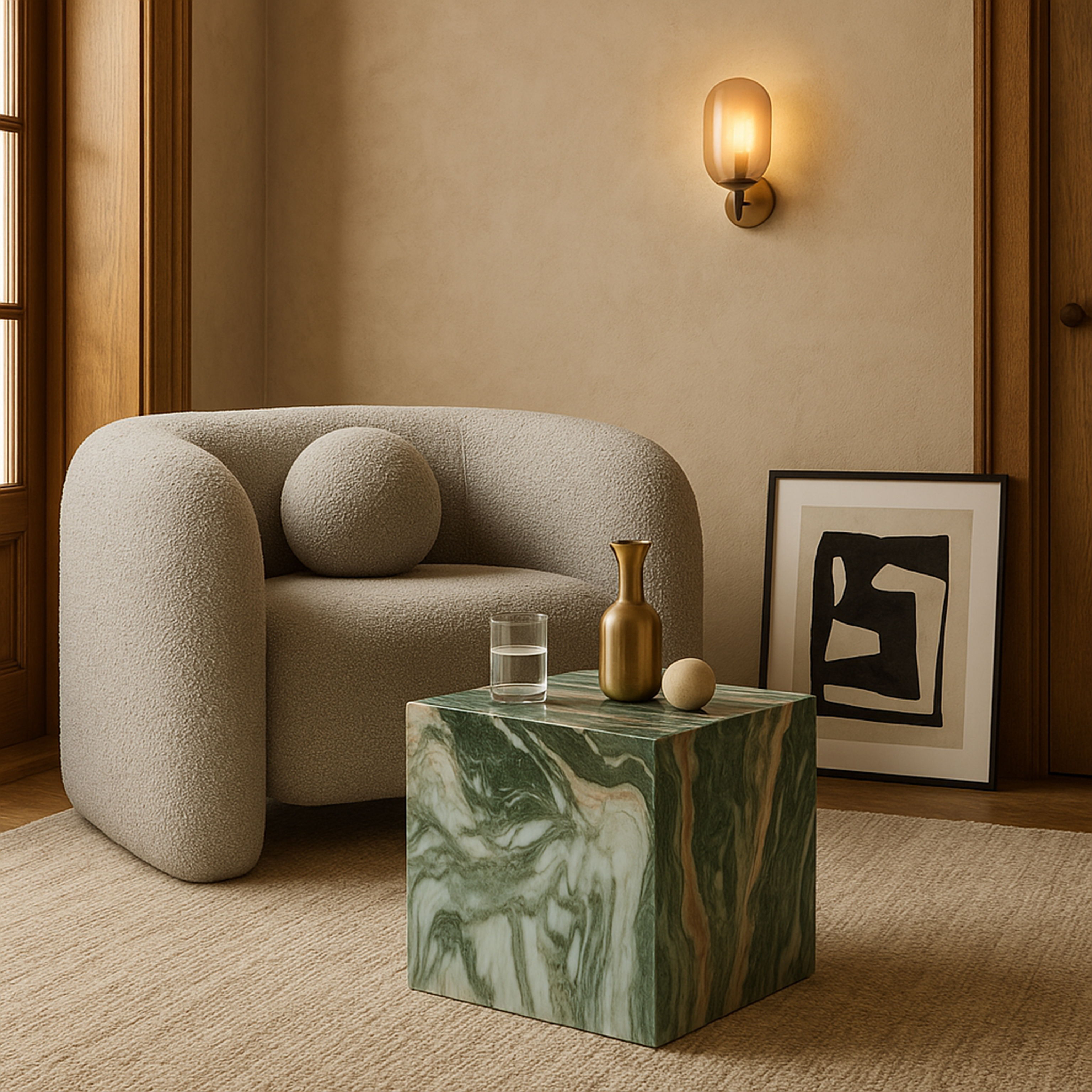 Piazza - Marble Finish Concrete End Table - Green