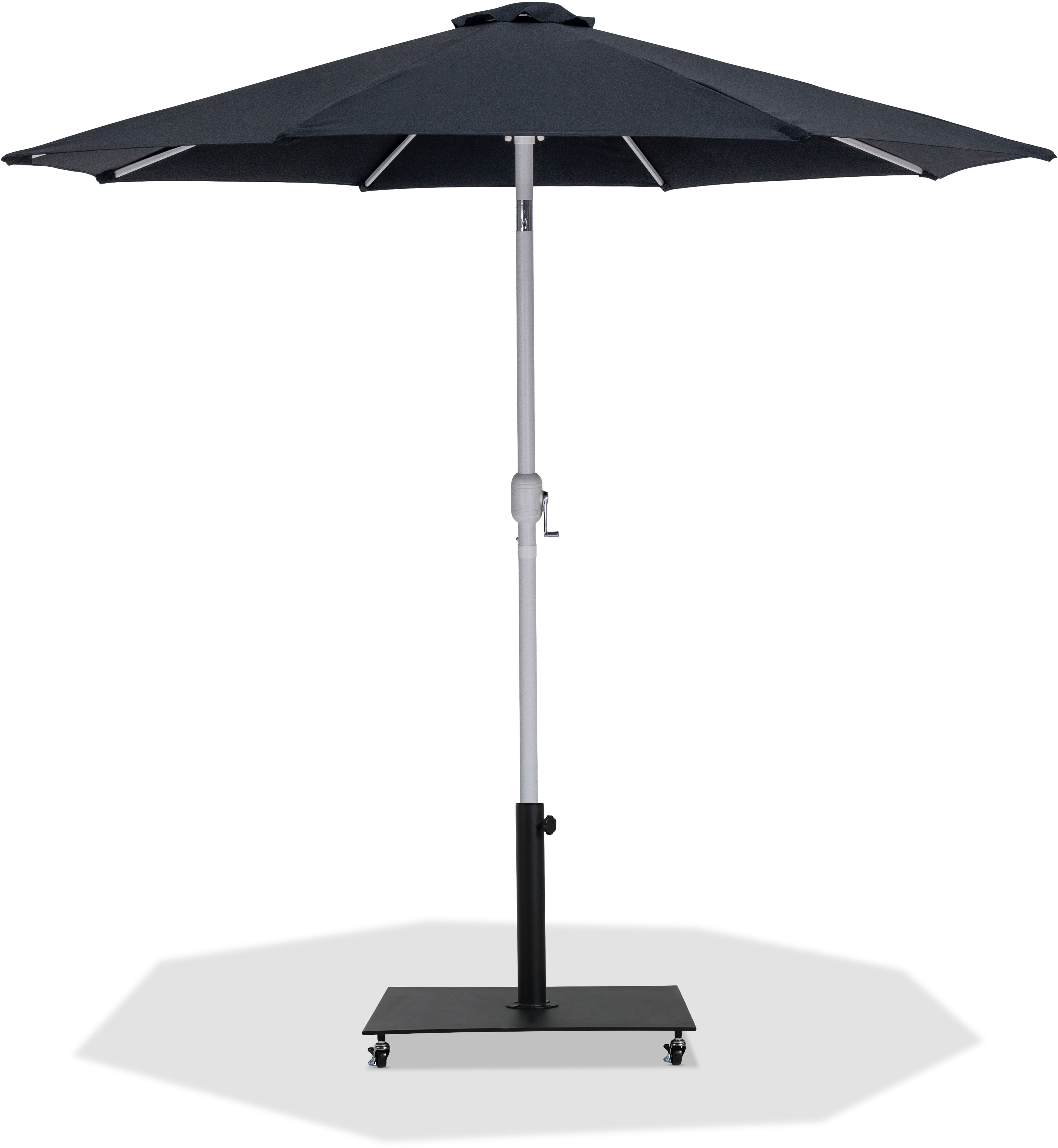 Fiji - Aluminum Patio Umbrella With Square Black And White Base - Black