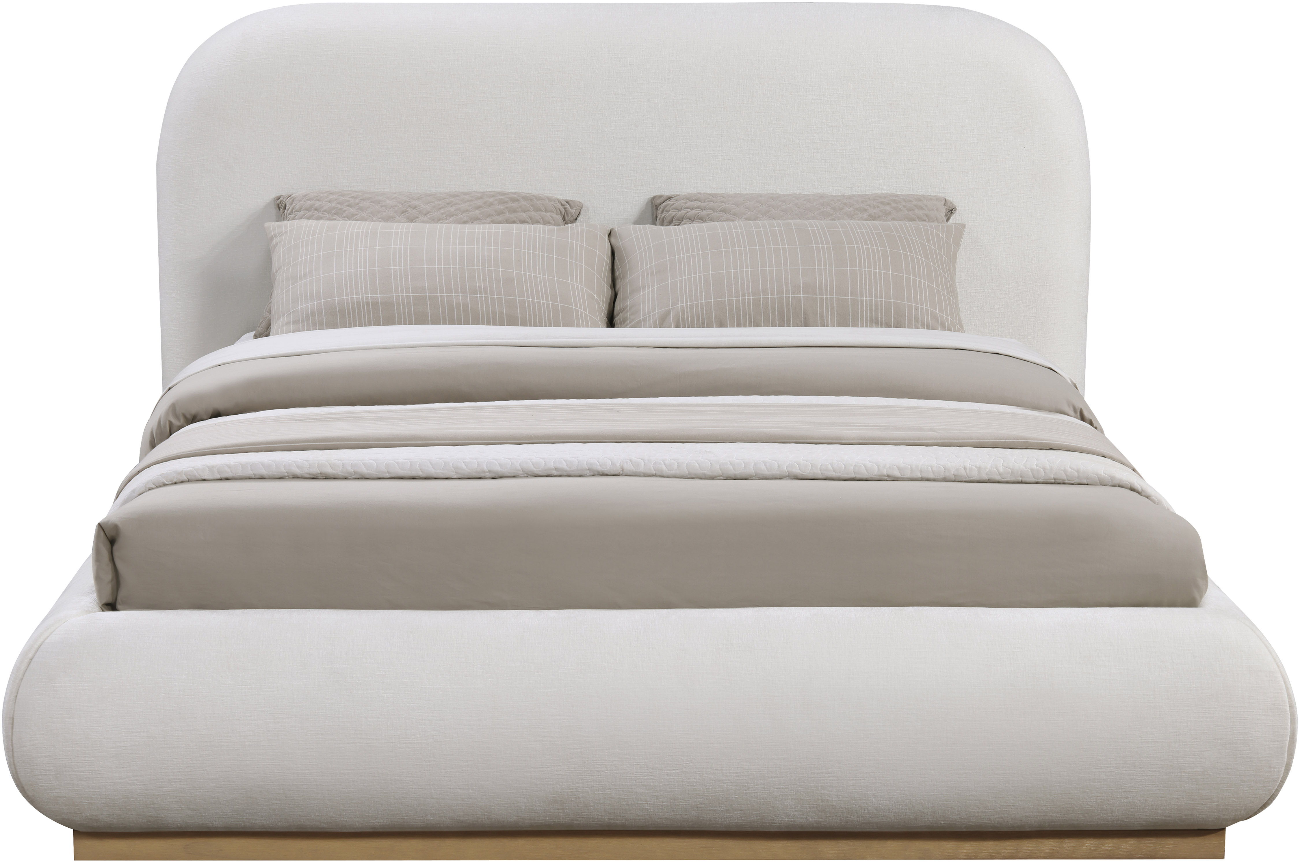 Vaughn - Chenille King Bed With Natural Base - Cream