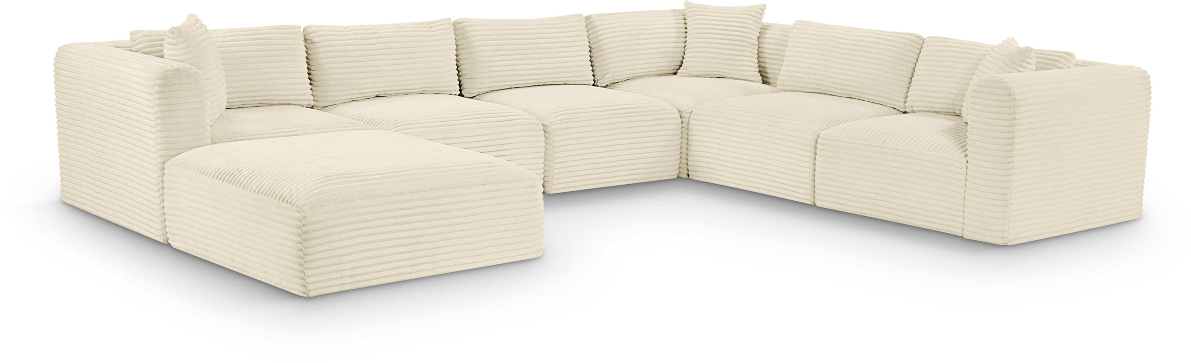 Shaggy - 7 Piece Modular U-Shaped Sectional With Ottoman - Cream