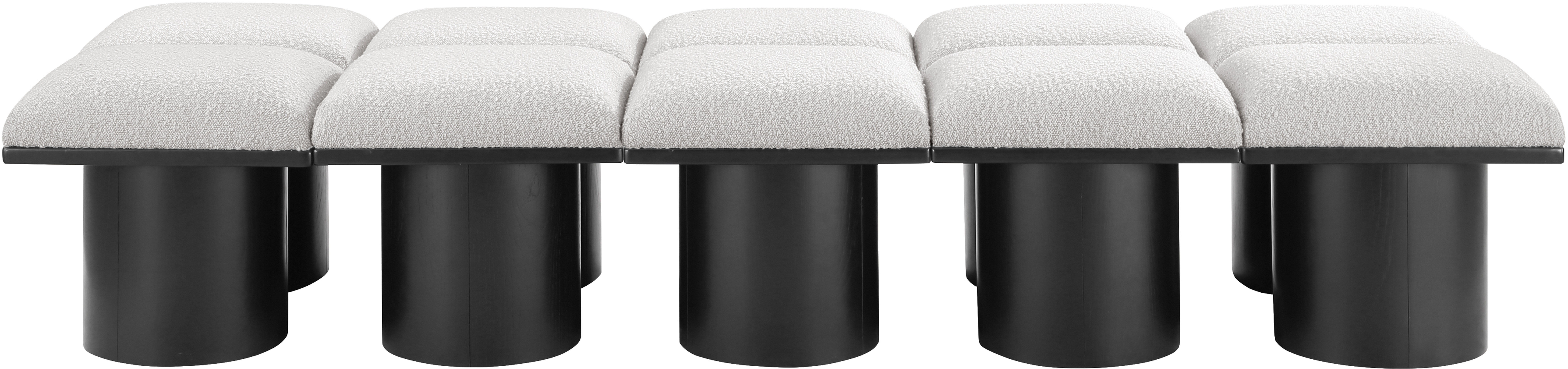 Pavilion - 90" 10 Piece Modular Bench With Black Base - Cream