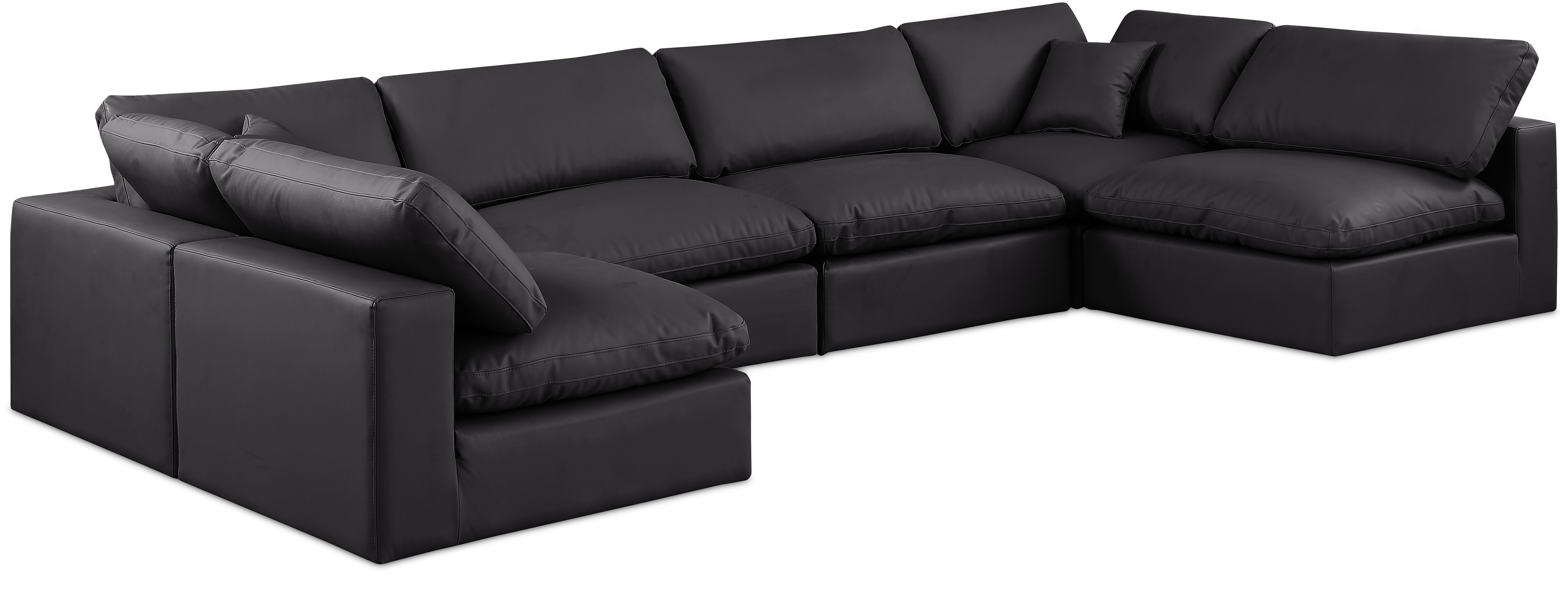 Comfy - 6 Piece Faux Leather Modular Armless Sectional - Charcoal