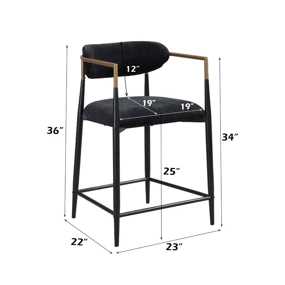Jaramillo - Counter Height Chair (Set of 2) - Black Chenille & Black, black, view 5