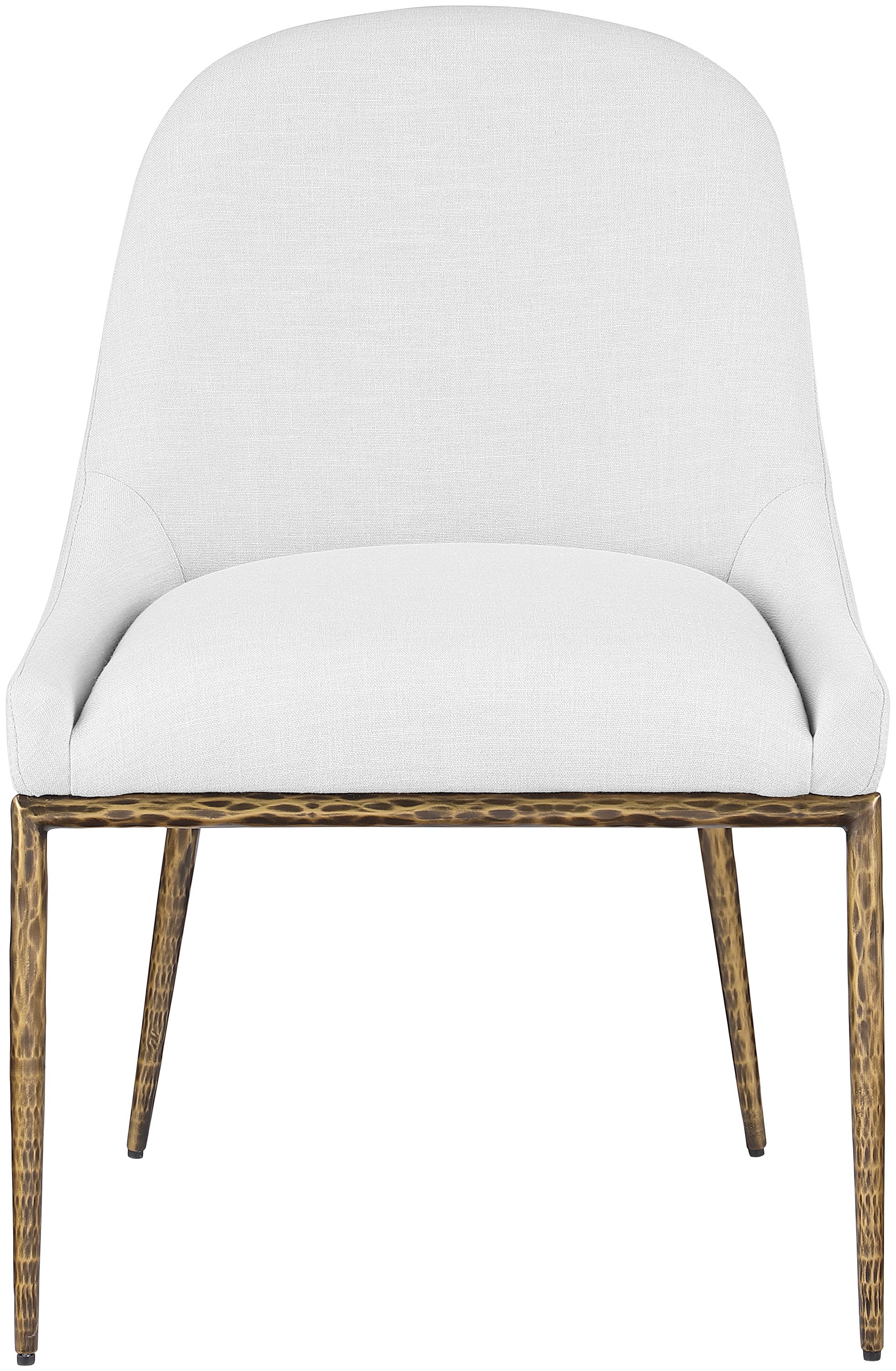Ferro - Linen Textured Performance Fabric Upholstered Dining Side Chair - White / Brushed Gold