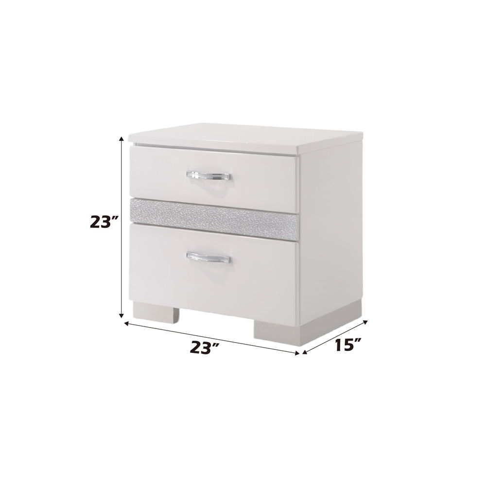 Naima II - Nightstand - White High Gloss, white, view 4