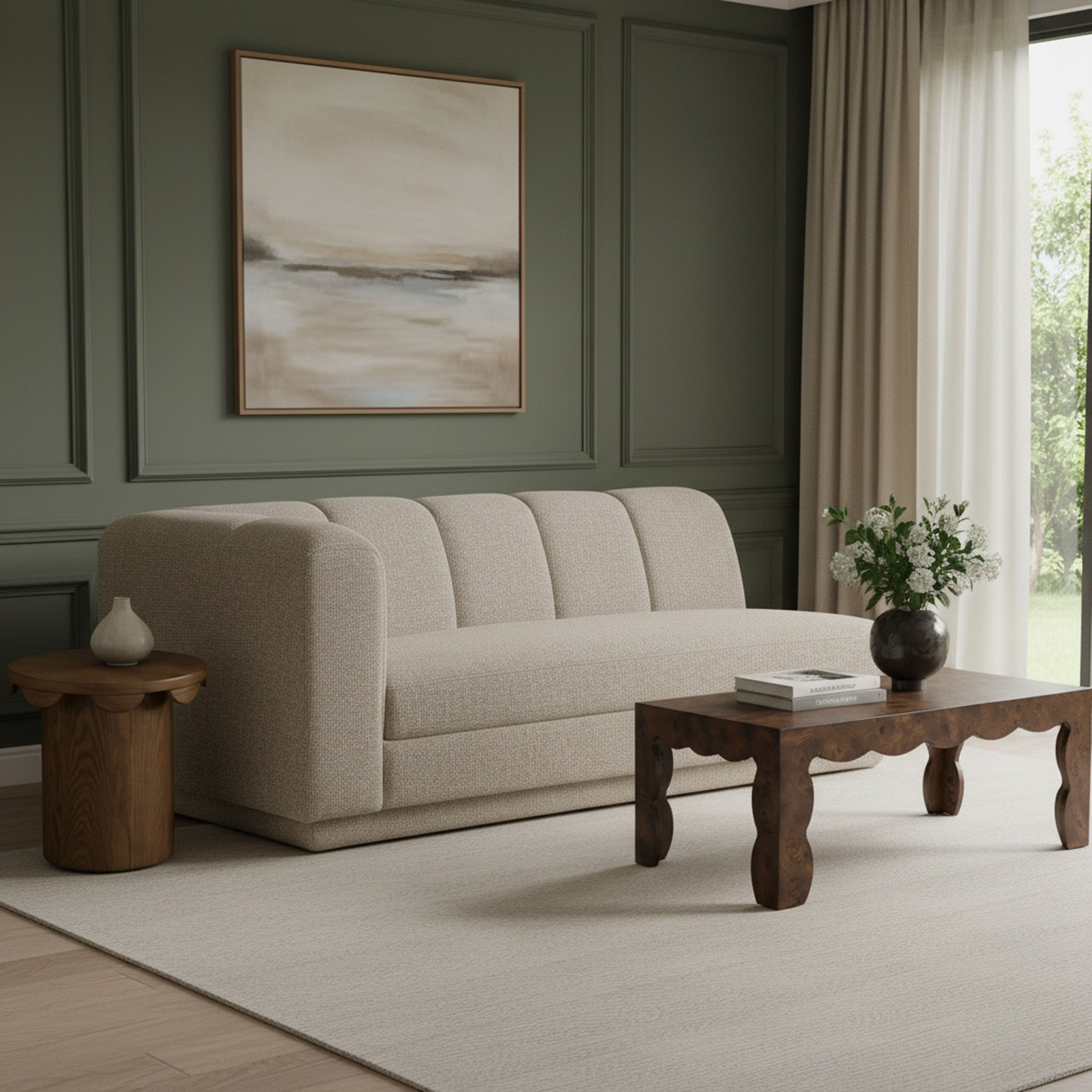 Modari - Fabric Upholstered Left Arm Sofa - Beige