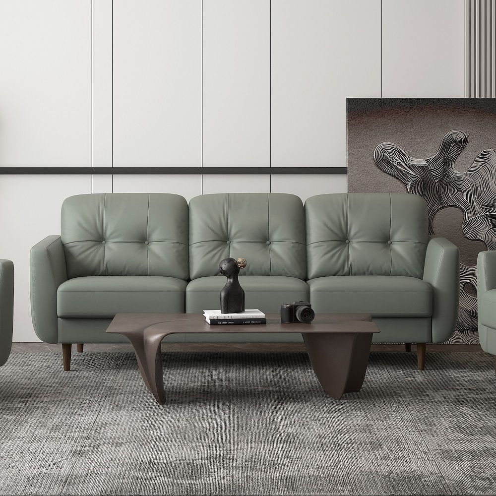 Radwan - Sofa - Pesto Green Leather, dark green, view 8