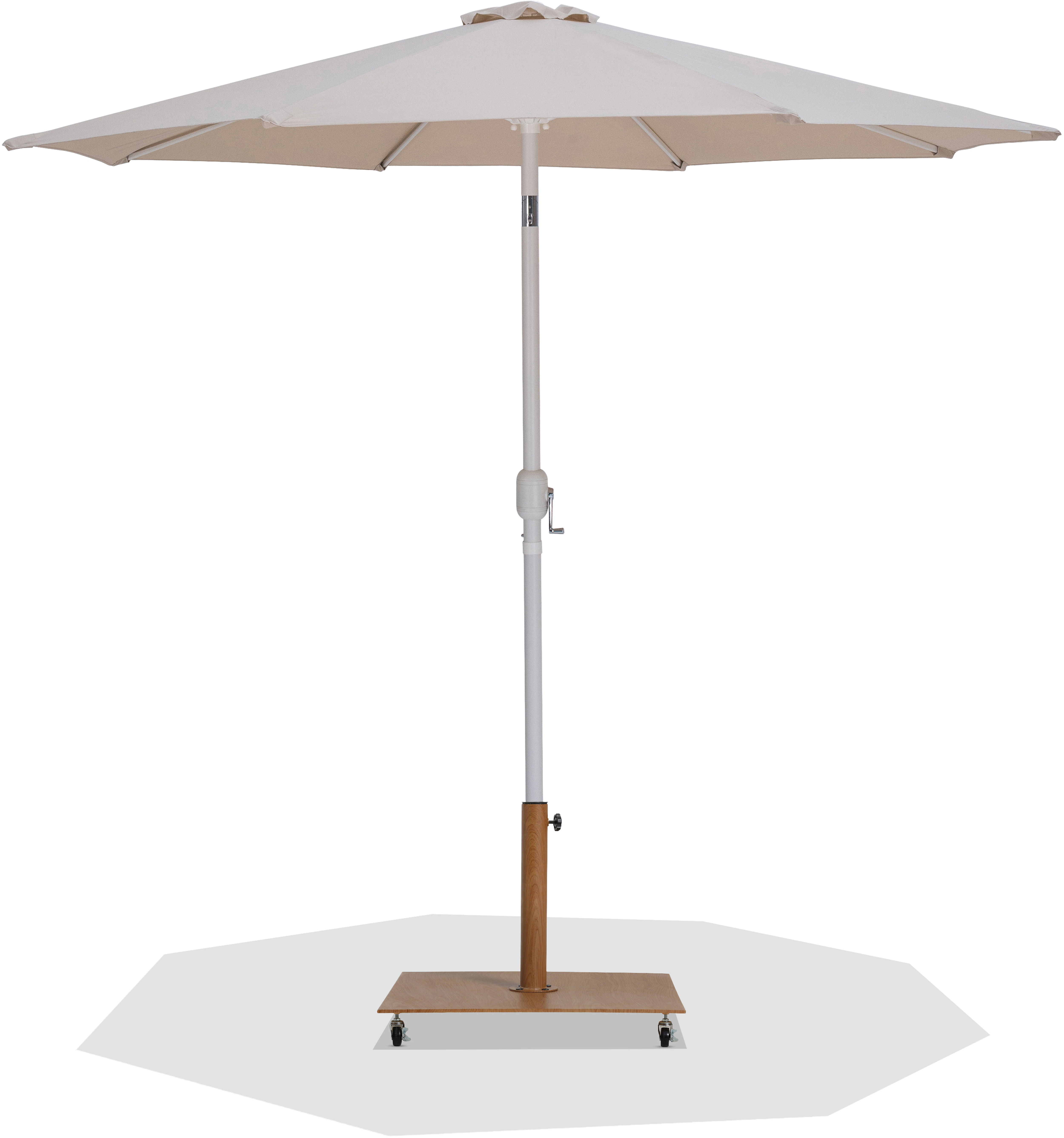 Fiji - Aluminum Patio Umbrella With Square Teak And White Base - Beige
