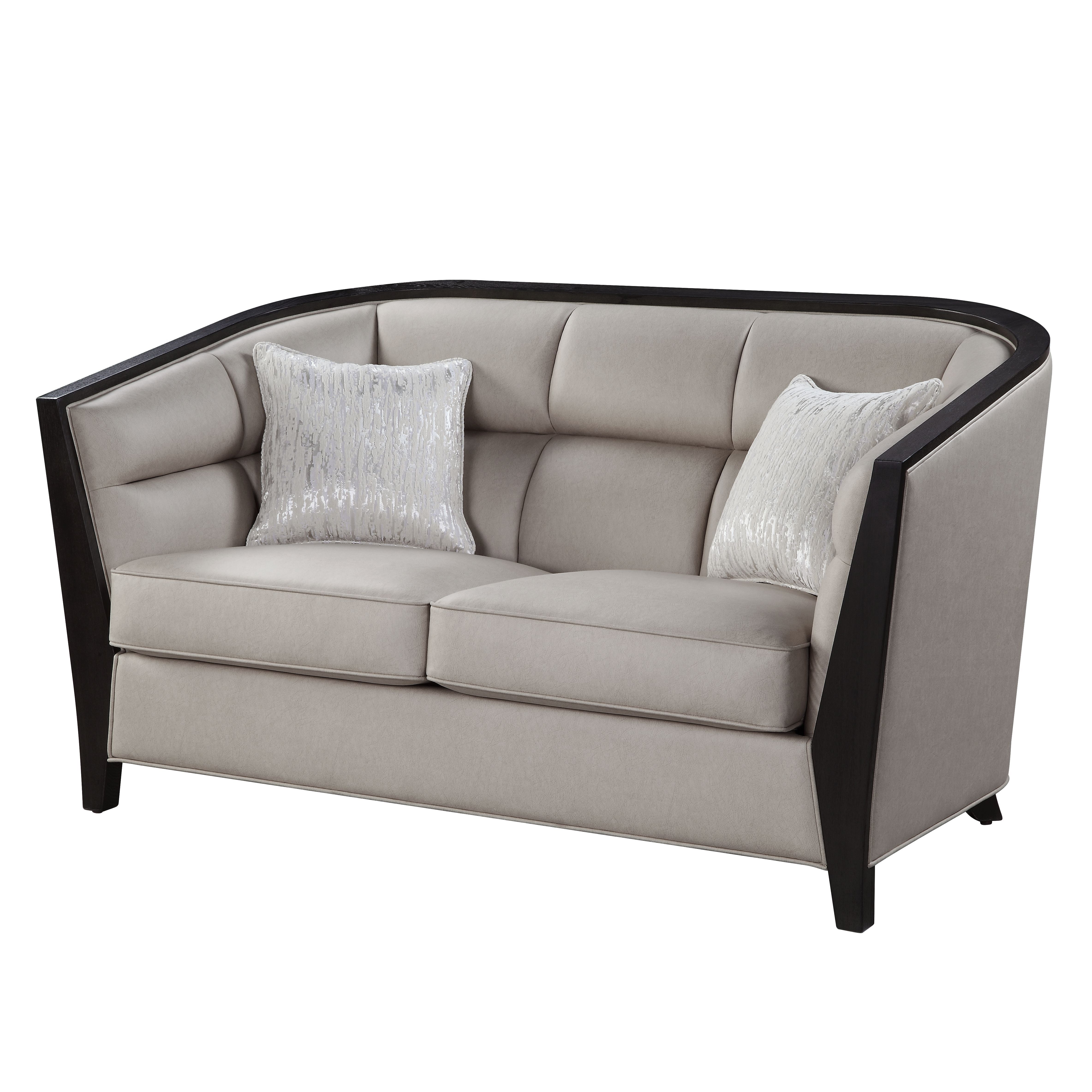 Zemocryss - Loveseat With 2 Pillows - Beige Fabric, beige