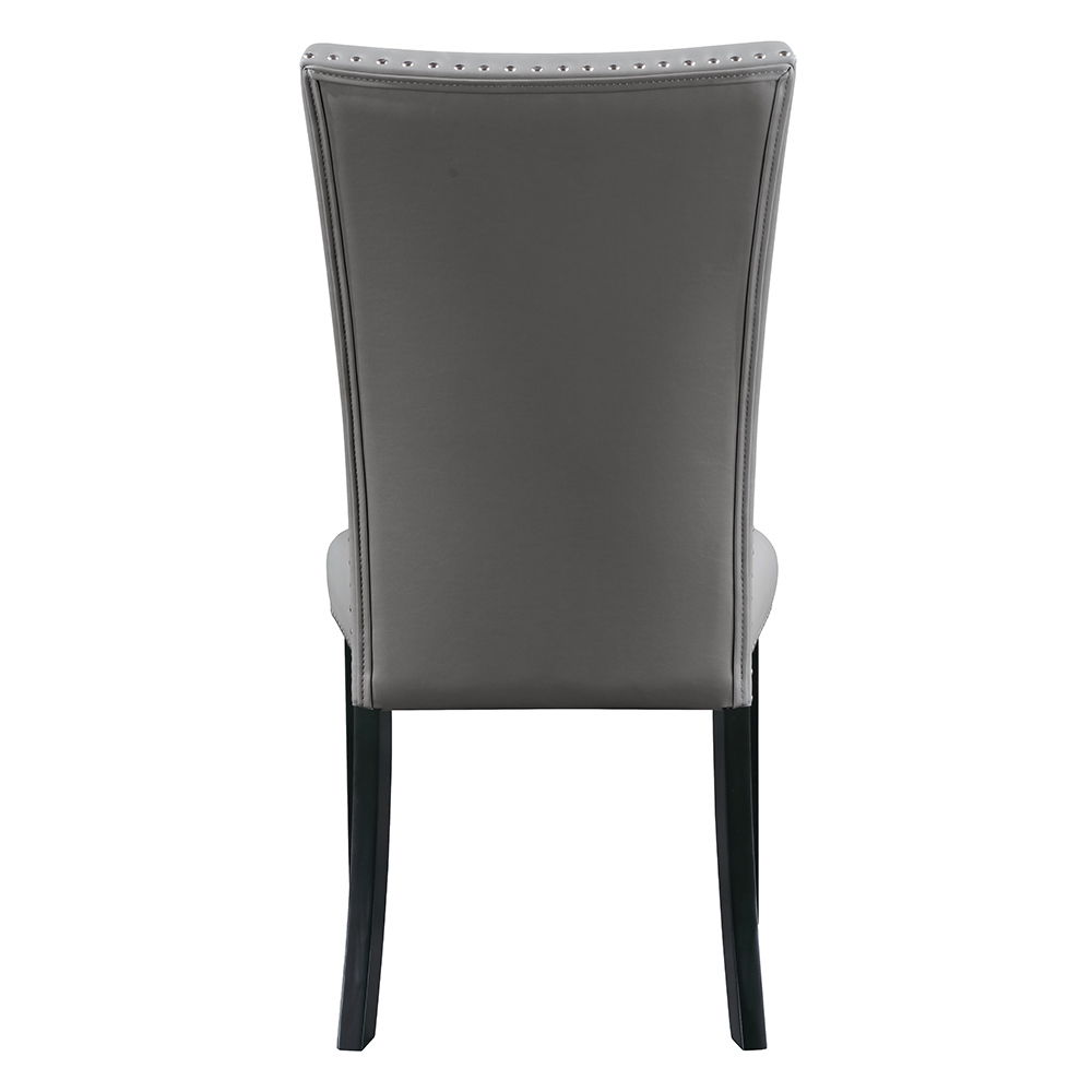 Caralin - Side Chair (Set of 2) - Gray Synthetic Leather & Black, gray, view 4