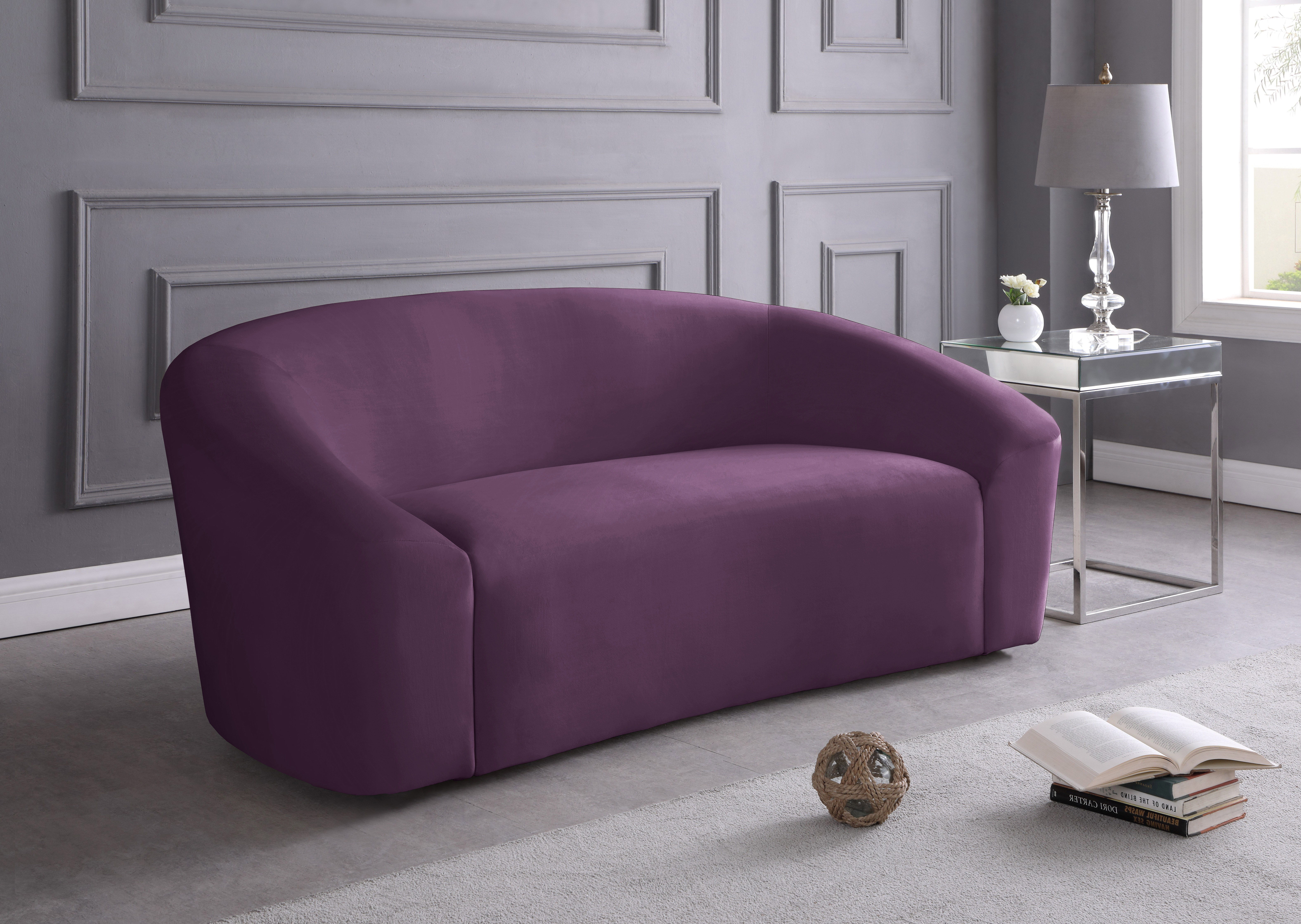 Riley - Velvet Loveseat - Purple