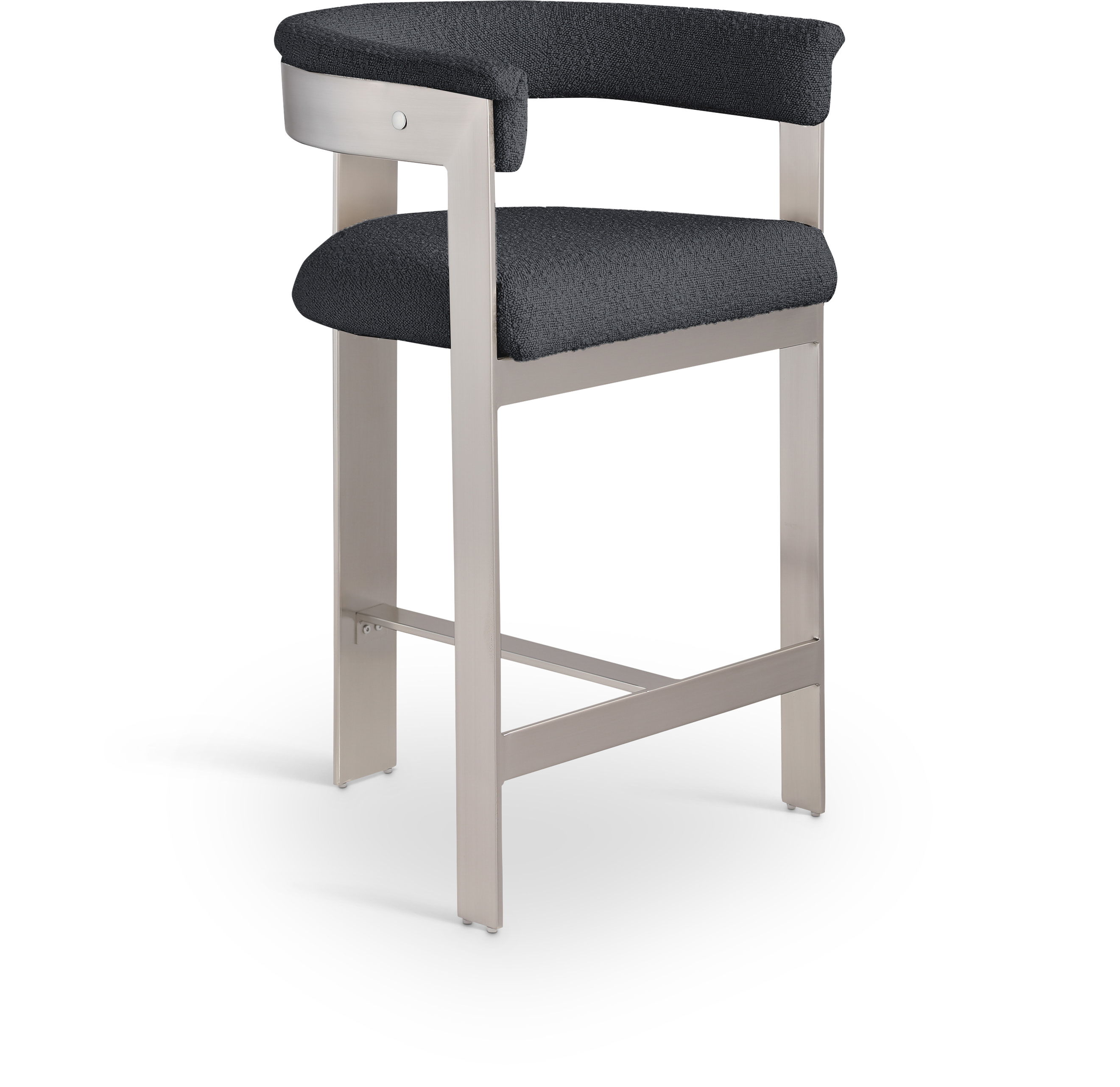 Romeo - Boucle Counter Stool With Silver Base (Set of 2) - Black