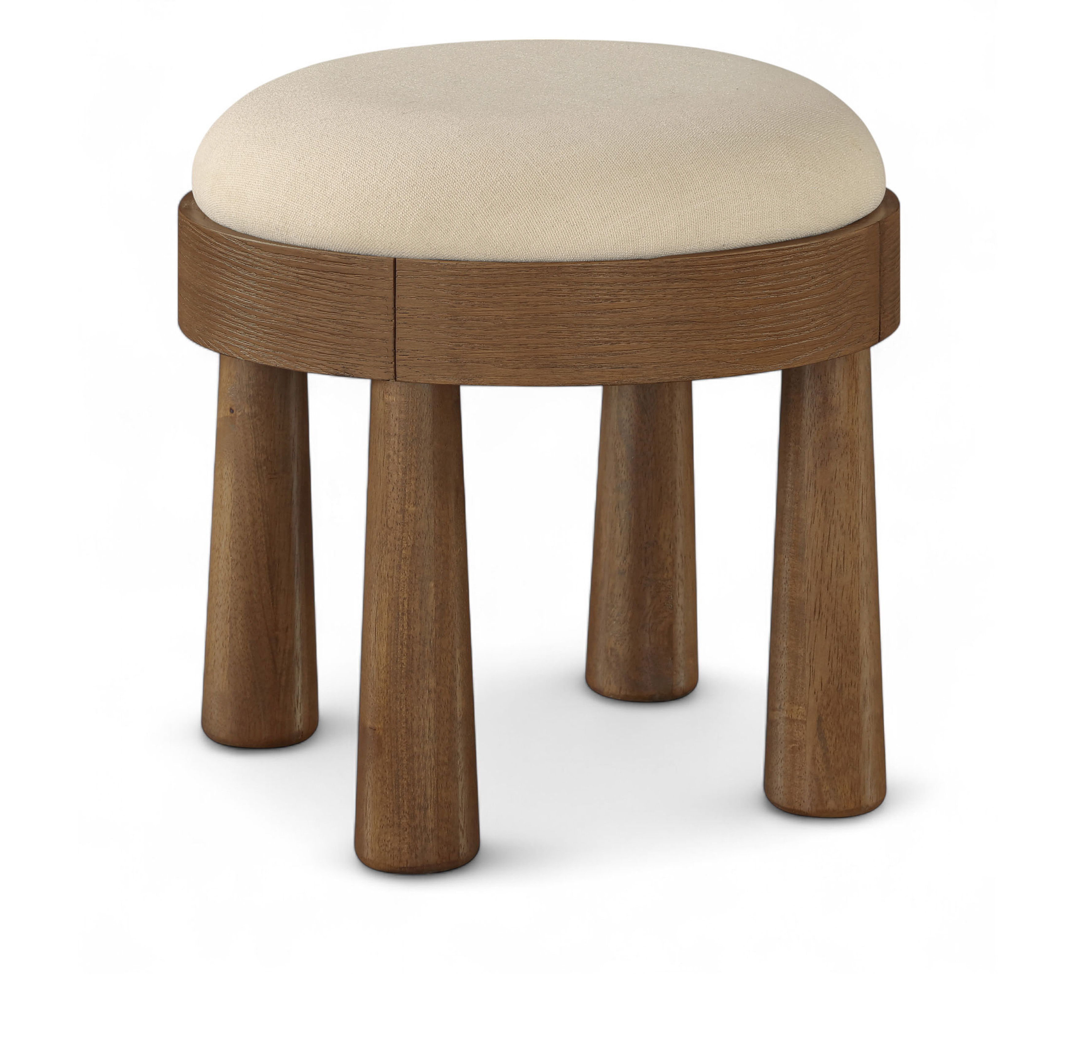Larea - Linen Textured Fabric Upholstered Ottoman - Beige