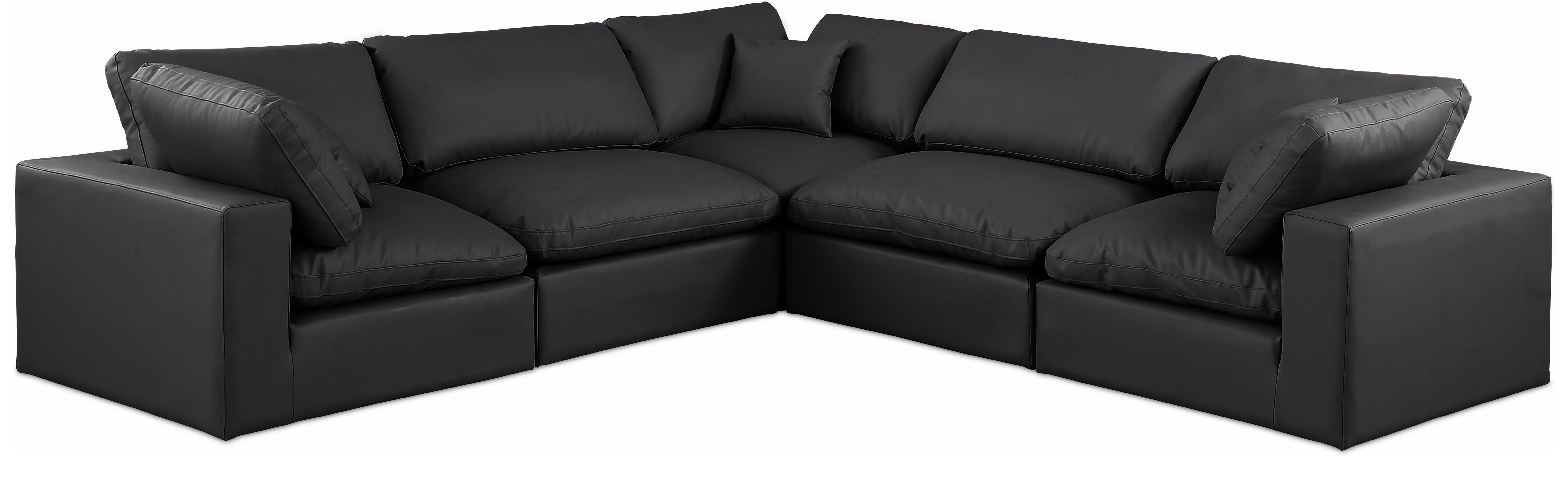 Comfy - 5 Piece Faux Leather Modular Corner Sectional - Charcoal