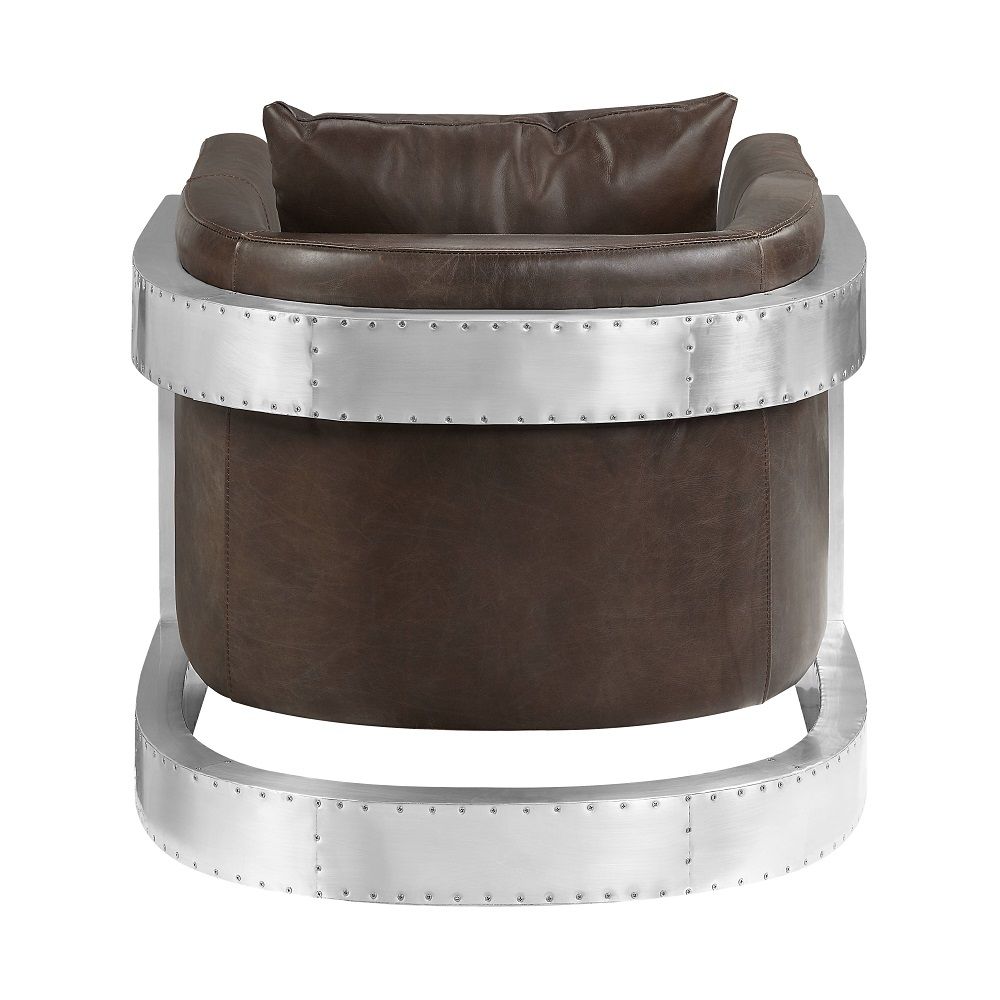 Betla - Accent Chair - Espresso Top Grain Leather & Aluminum, dark brown, view 4