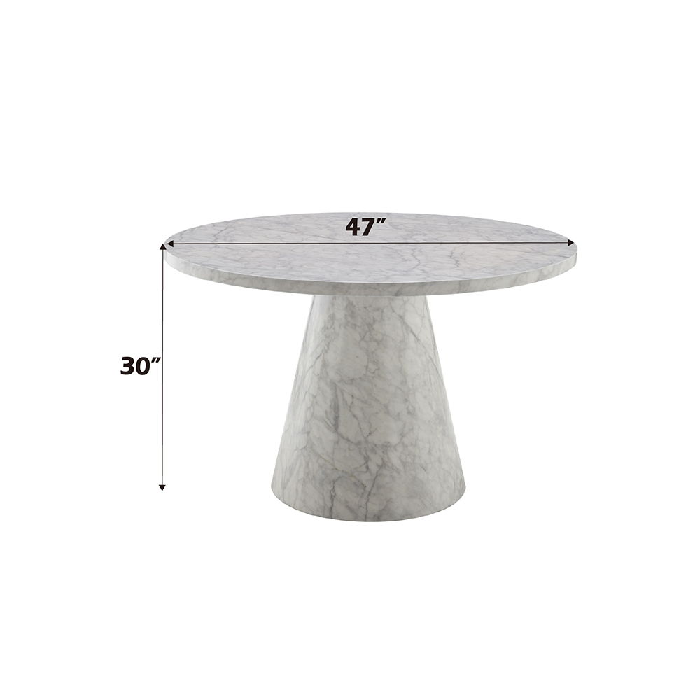 Kacey - Round Dining Table - Engineered Stone, white, view 4