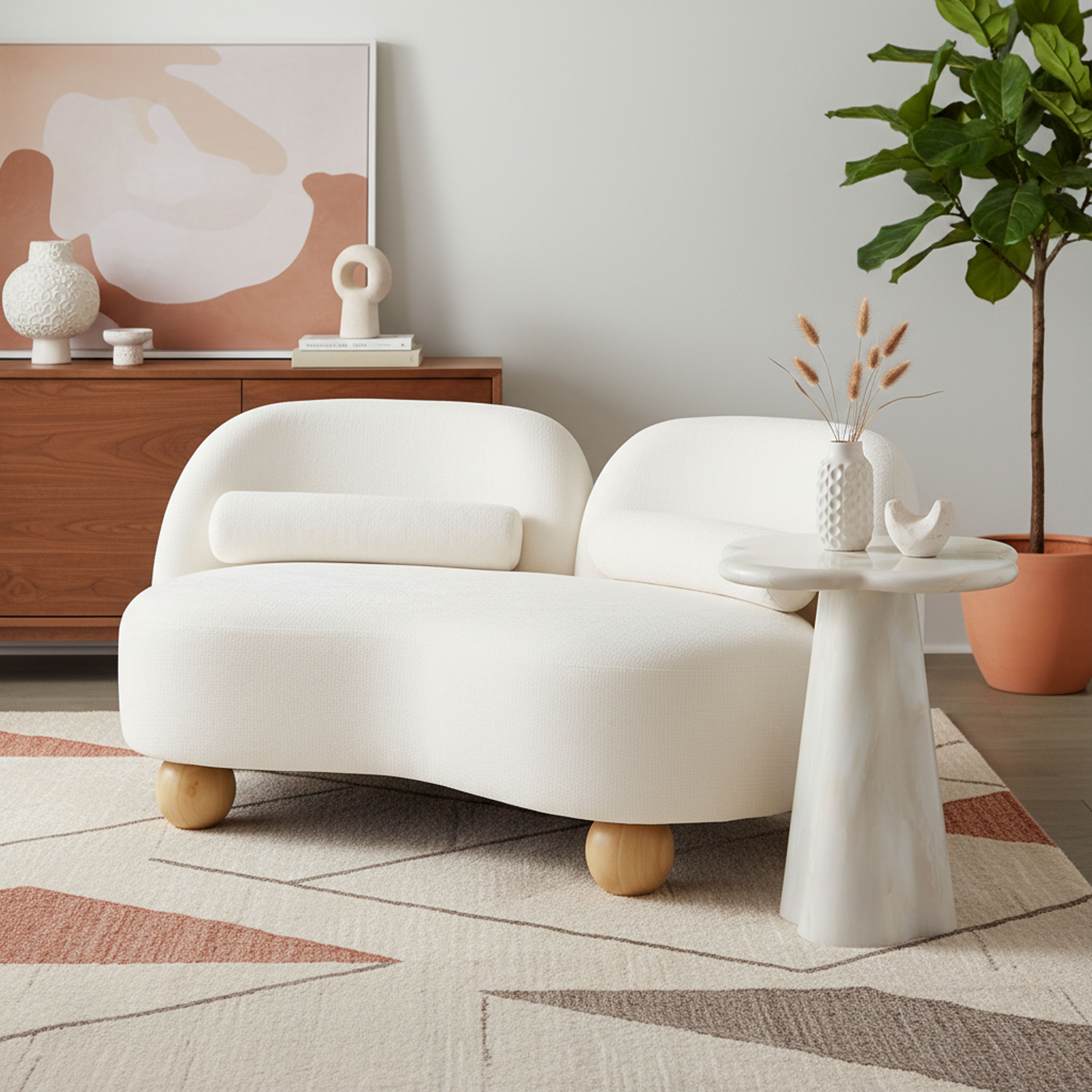 Daphne - Chenille Loveseat - Cream