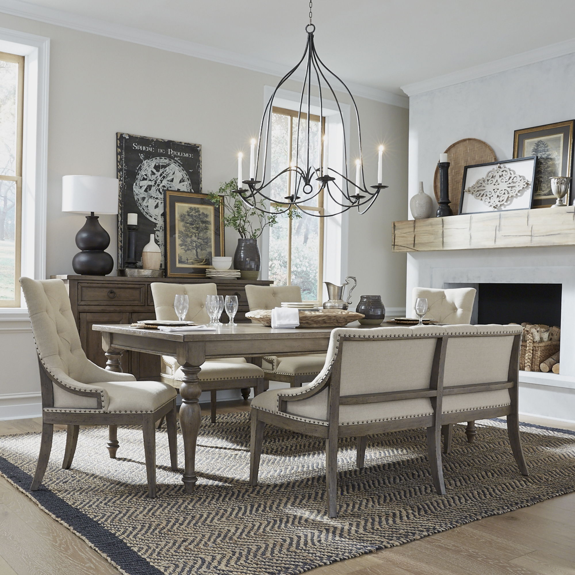 Liberty Furniture Americana Farmhouse - 6 Piece Leg Table Set - Light Brown