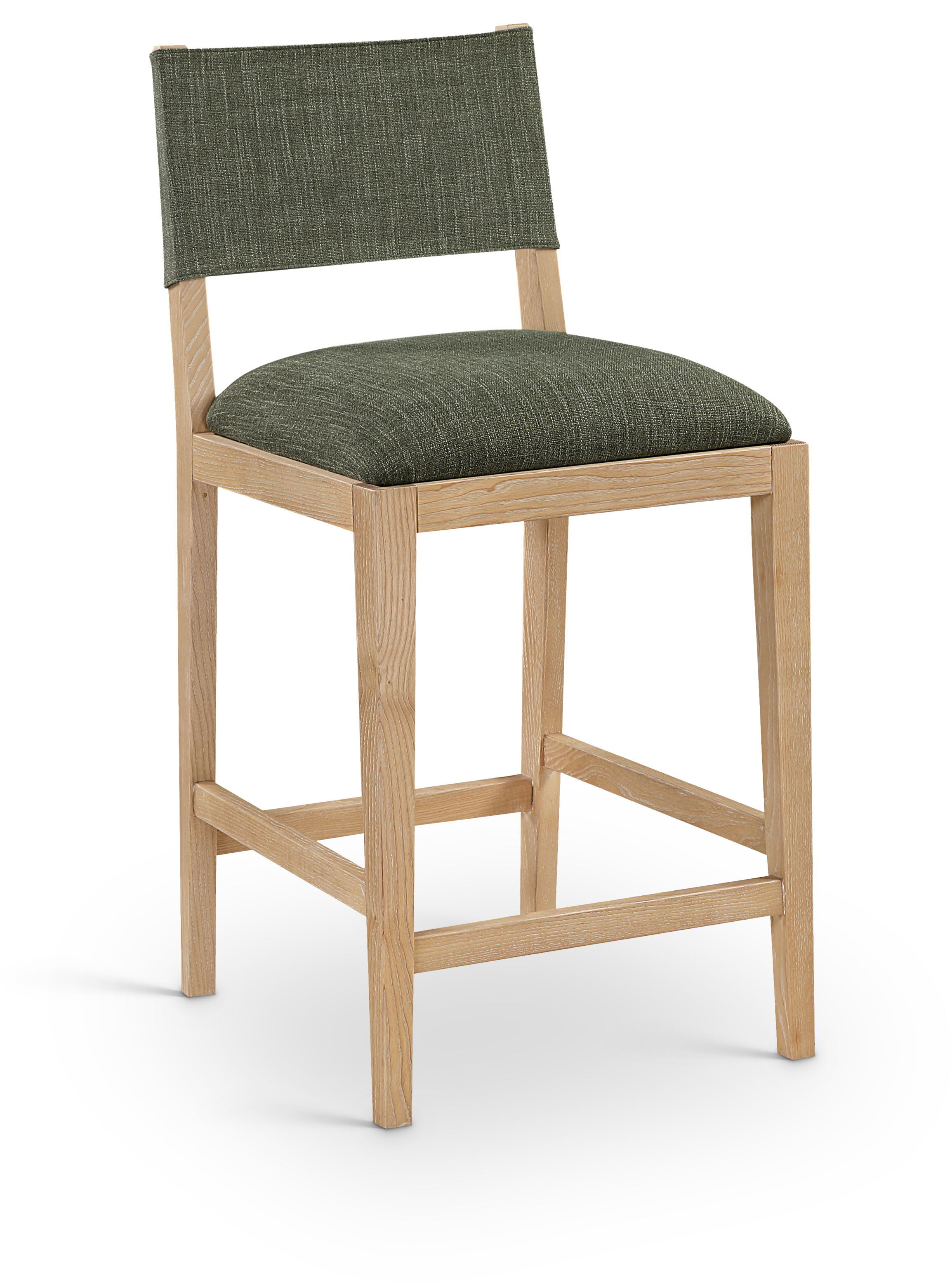 Avon - Linen Textured Performance Fabric Upholstered Counter Stool - Olive
