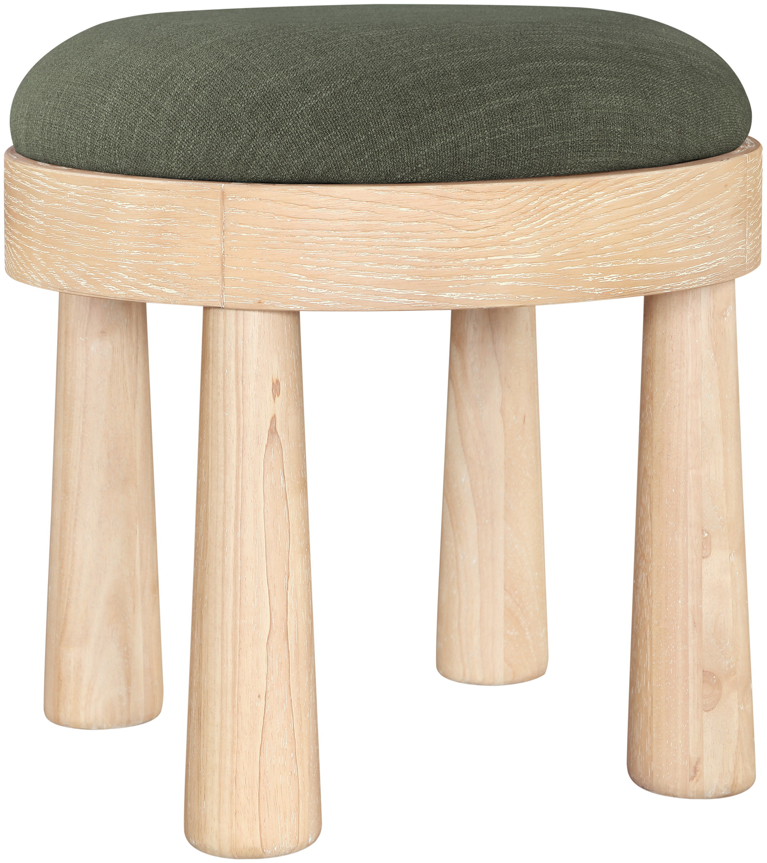 Larea - Linen Textured Fabric Ottoman - Olive