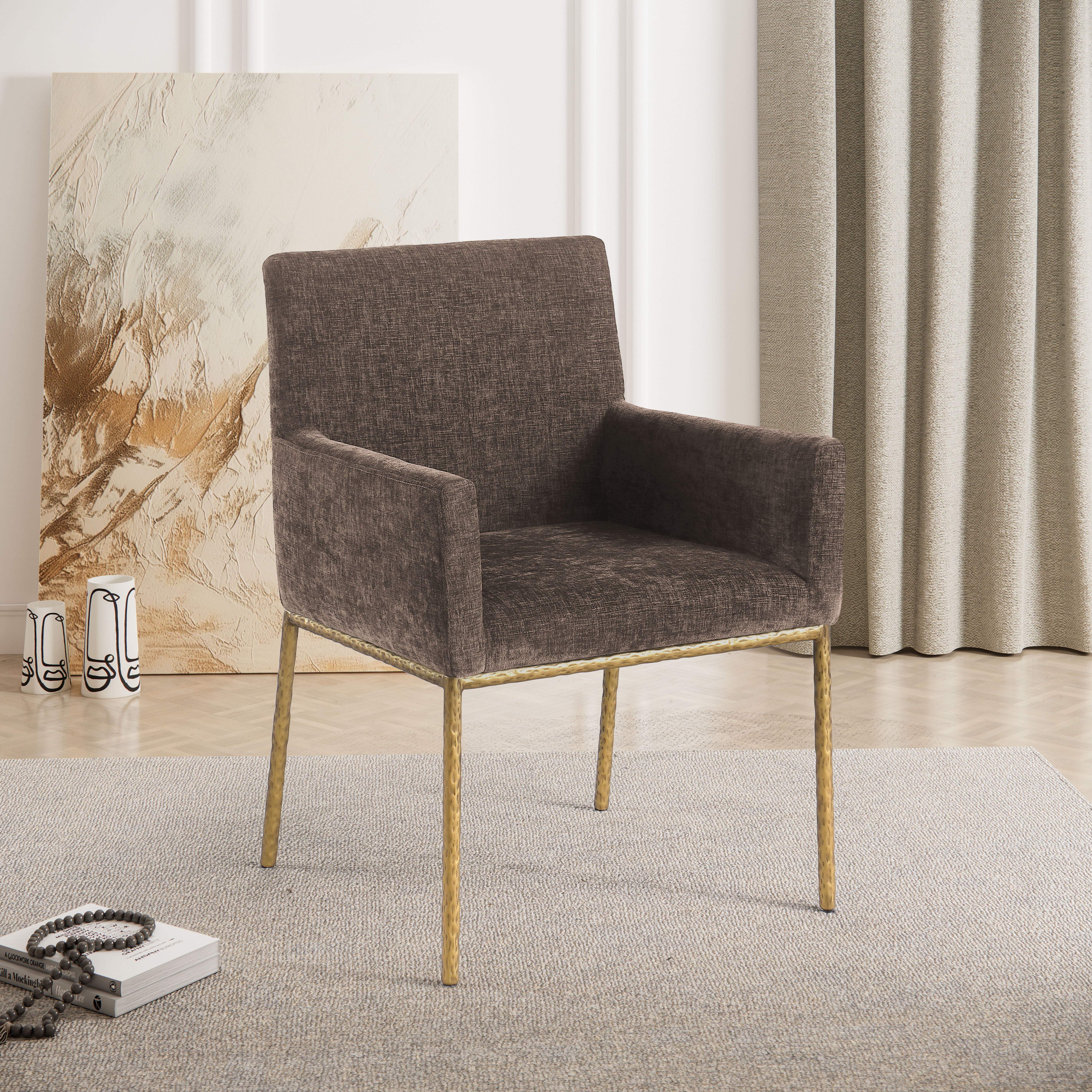 Reeves - Dining Chair With Gold Legs (Set of 2) - Brown