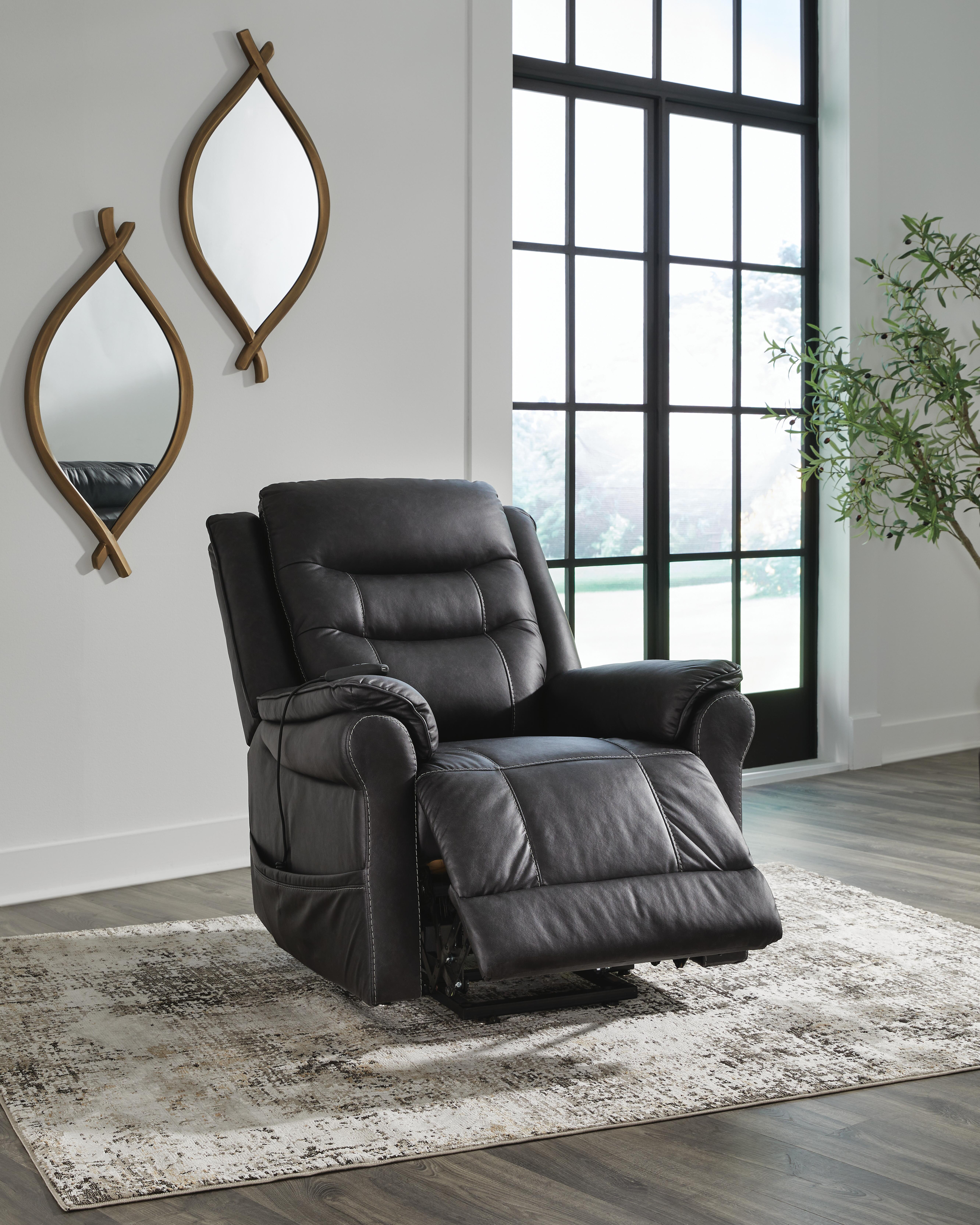 Ashley Furniture Oatman - Power Lift Recliner - Carbon - Image 9
