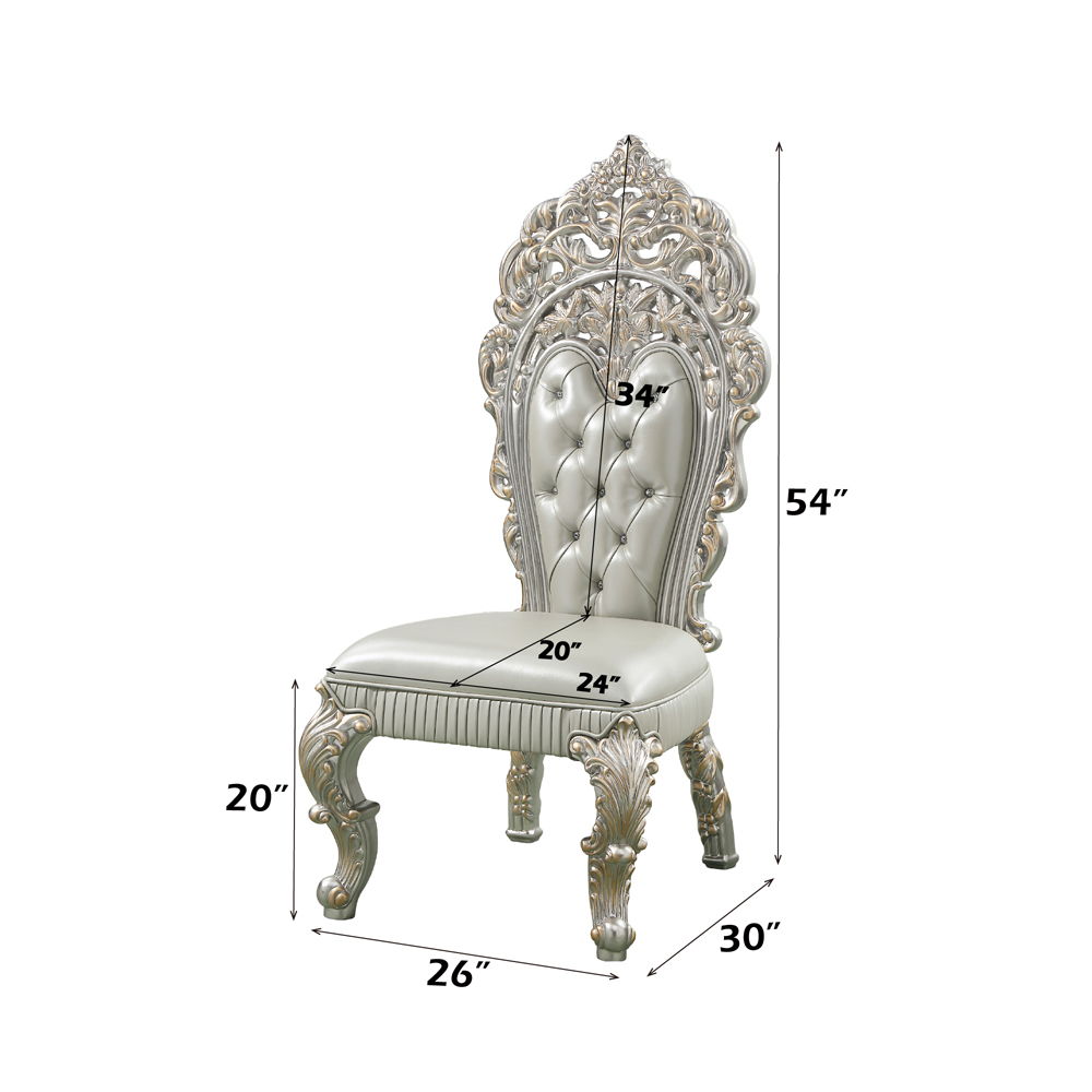 Sandoval - Side Chair (Set of 2) - Beige Synthetic Leather & Champagne, beige, view 7