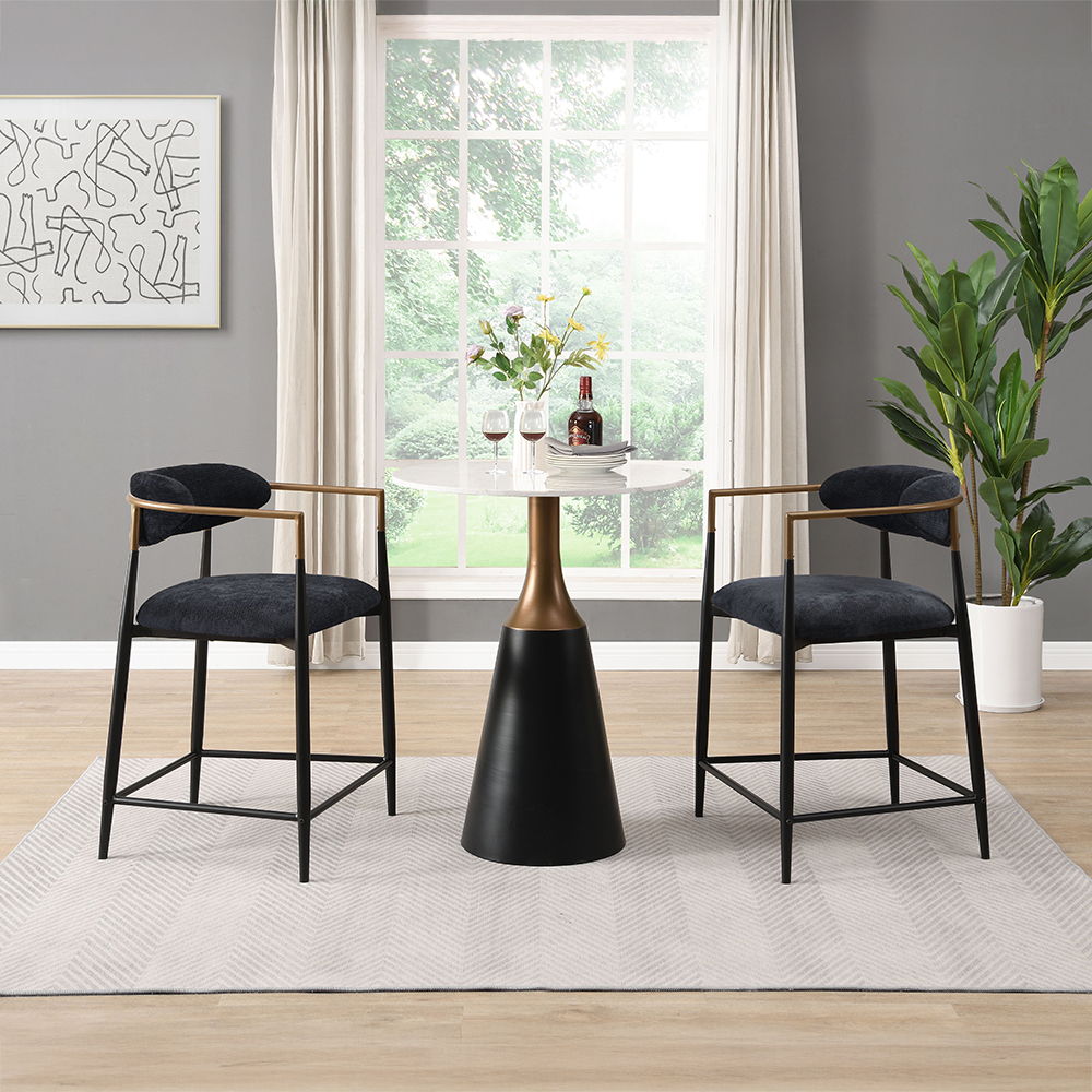 Jaramillo - Counter Height Chair (Set of 2) - Black Chenille & Black, black, view 6