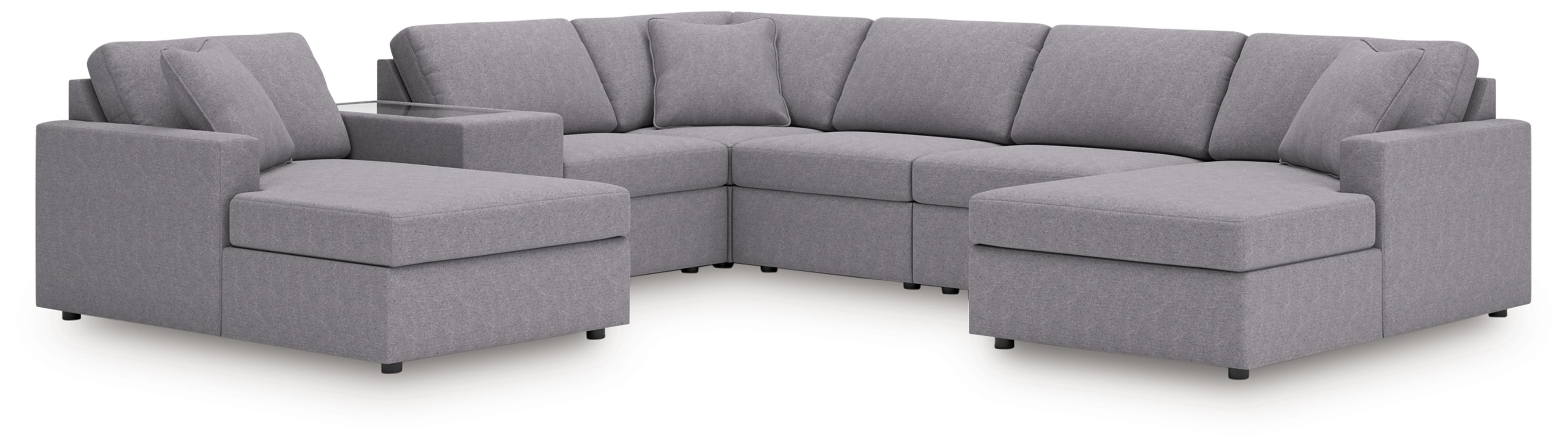 7 Pc · Sectional With Laf And Raf Corner Chaises And With Storage Console